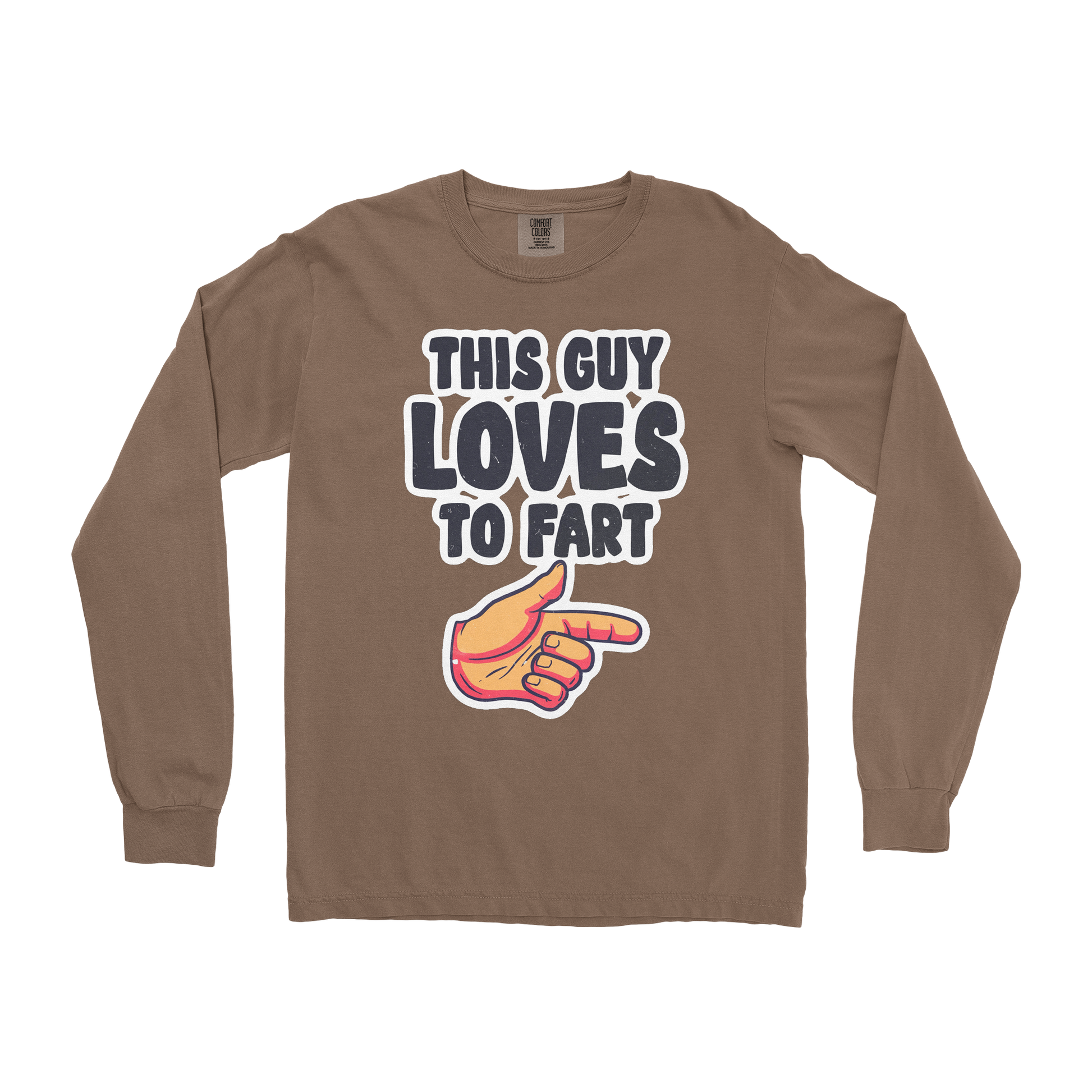 Comfort Colors Long Sleeve Who Farted  in Espresso