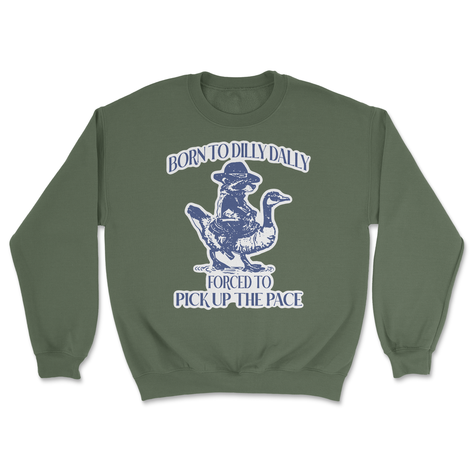 Heavy Blend Crew Neck Dilly Dally  in Military-Green