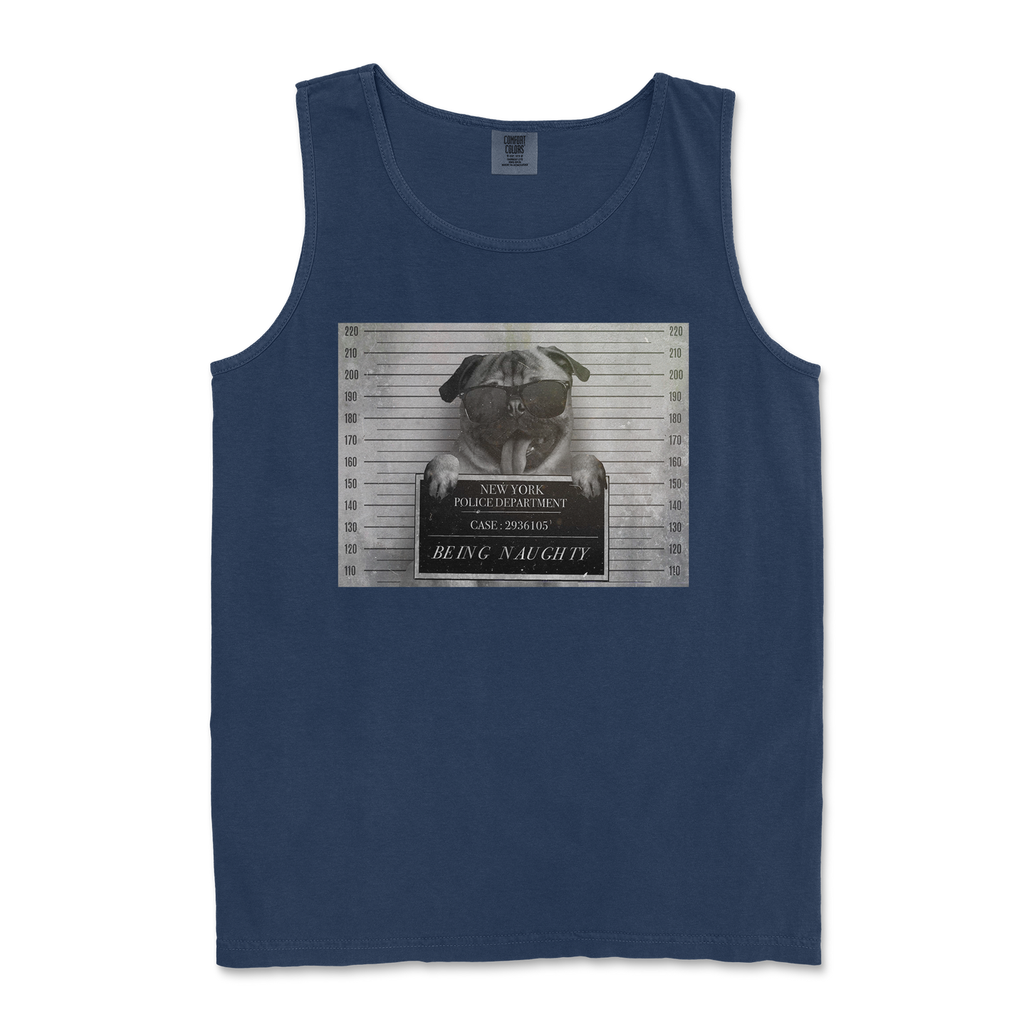 Comfort Colors Tank Top Naughty Pug in TrueNavy