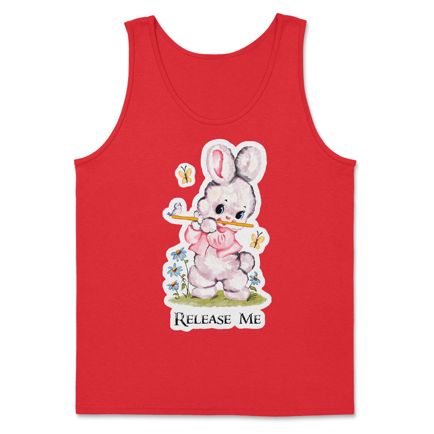 Heavy Blend Tank Top Cute Bunny in Red