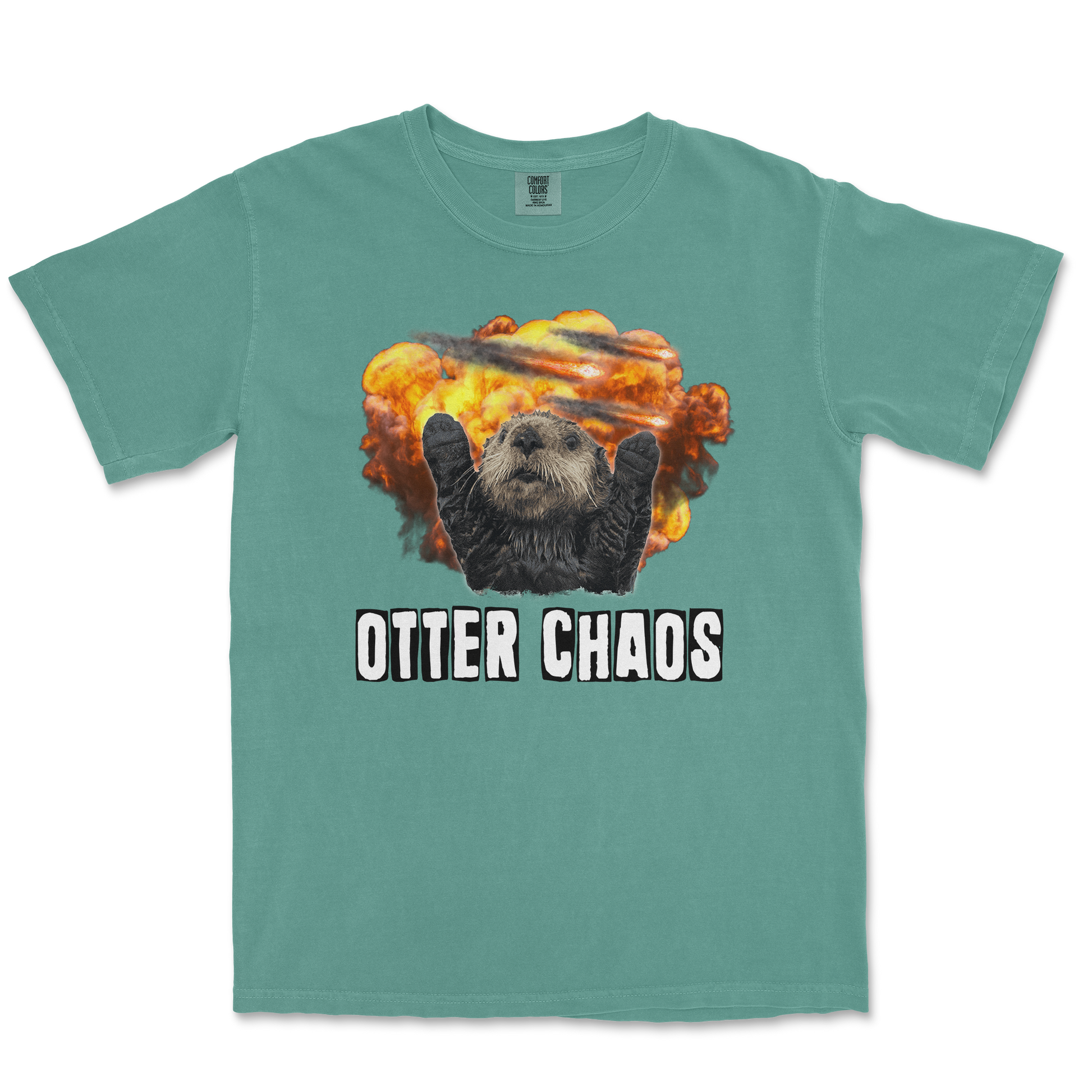 Comfort Colors T-Shirt Otter Chaos in LightGreen
