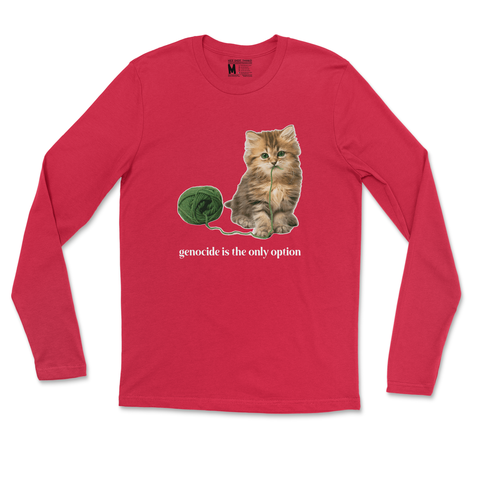 Gildan SoftStyle Long Sleeve Genocide Kitty  in Red