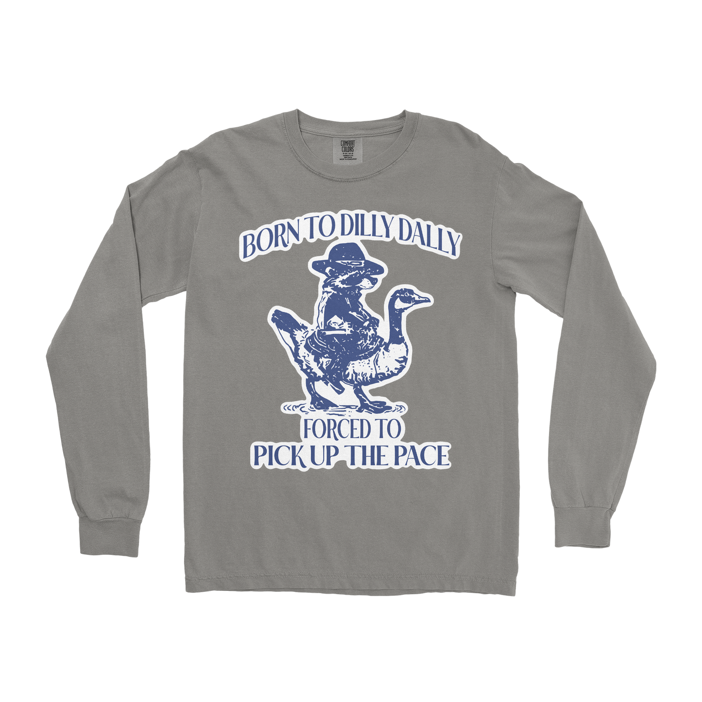 Comfort Colors Long Sleeve Dilly Dally in Grey