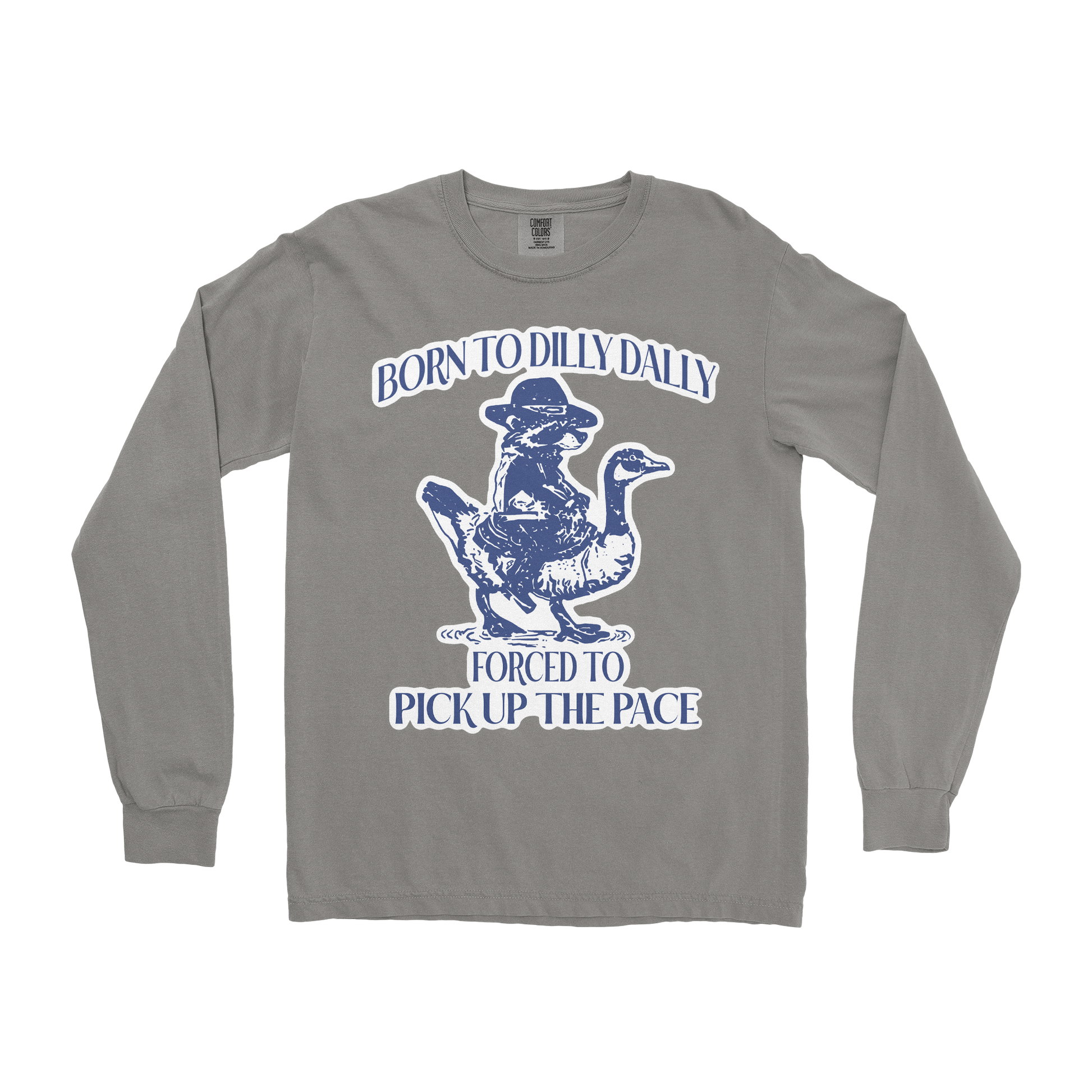 Comfort Colors Long Sleeve Dilly Dally  in Grey