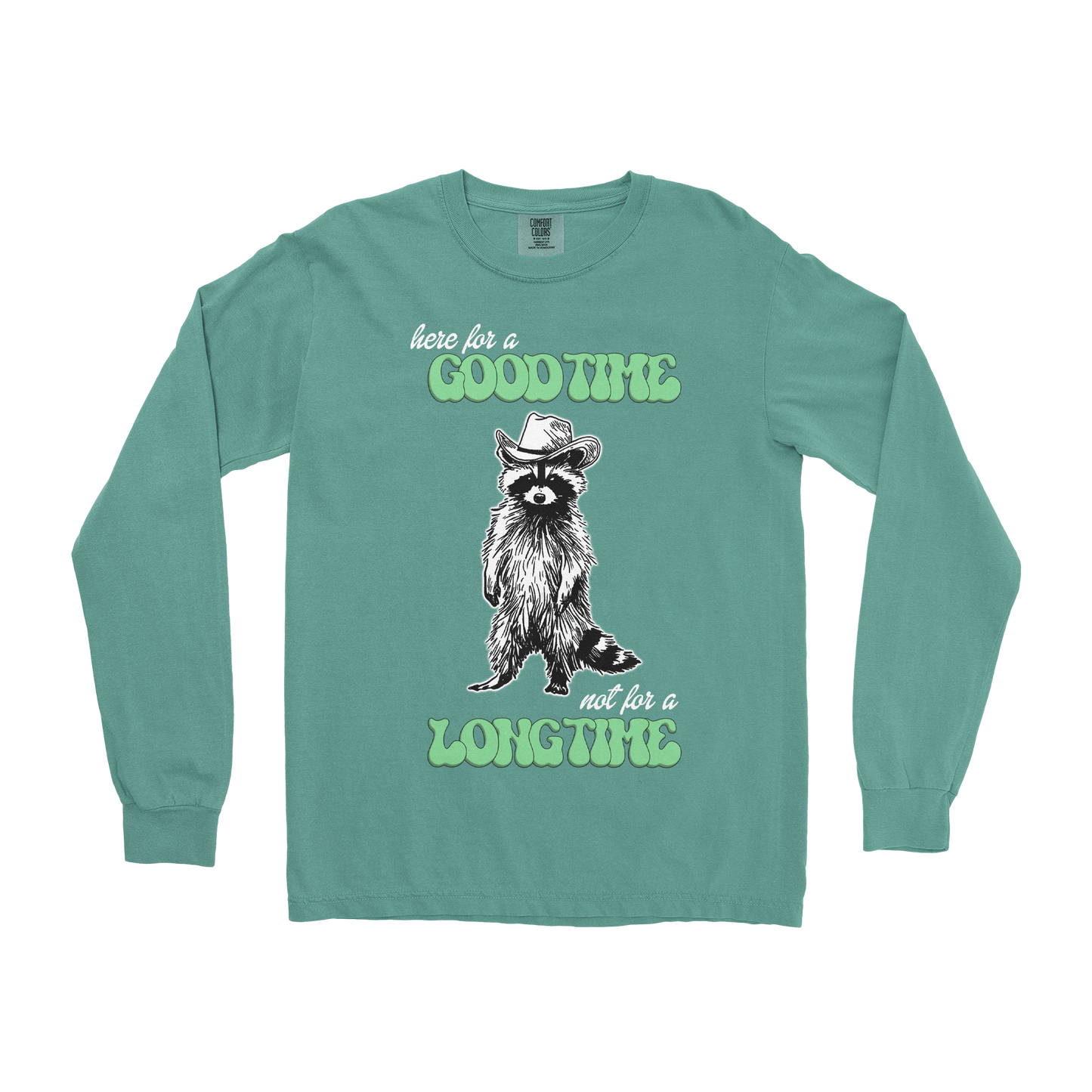 Comfort Colors Long Sleeve Here For A Good Time in Light-Green