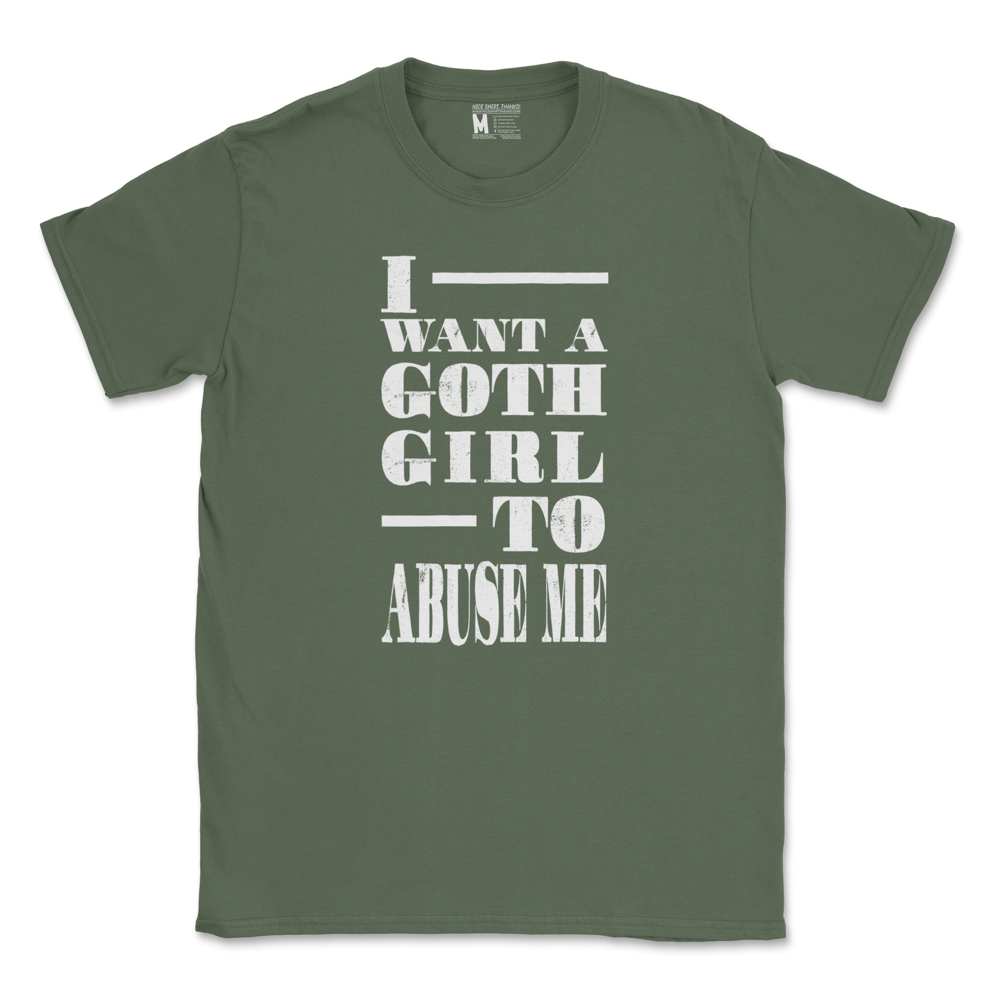 Gildan SoftStyle T-Shirt I Want A Goth GF in MilitaryGreen