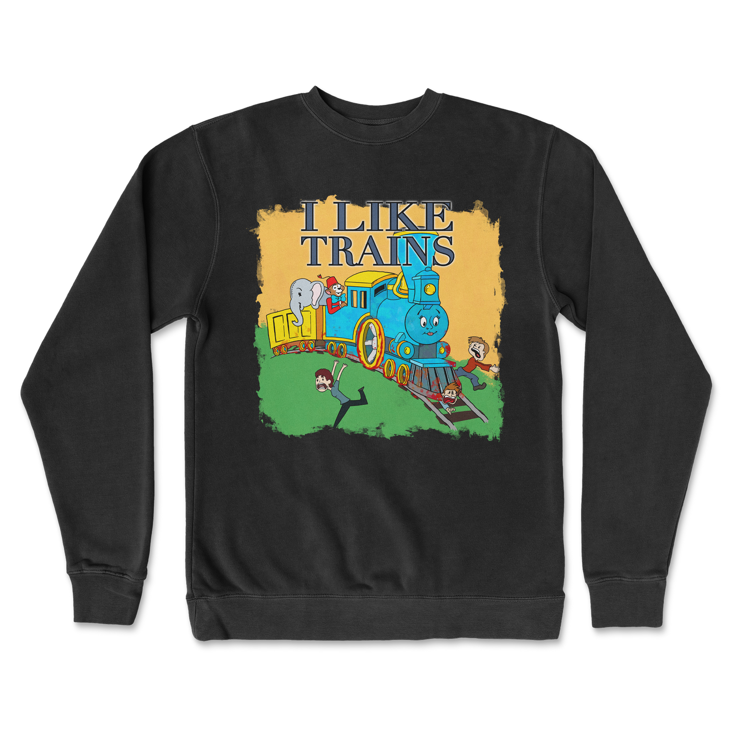 Independent Clothing Co. Crew Neck I Like Trains in Black