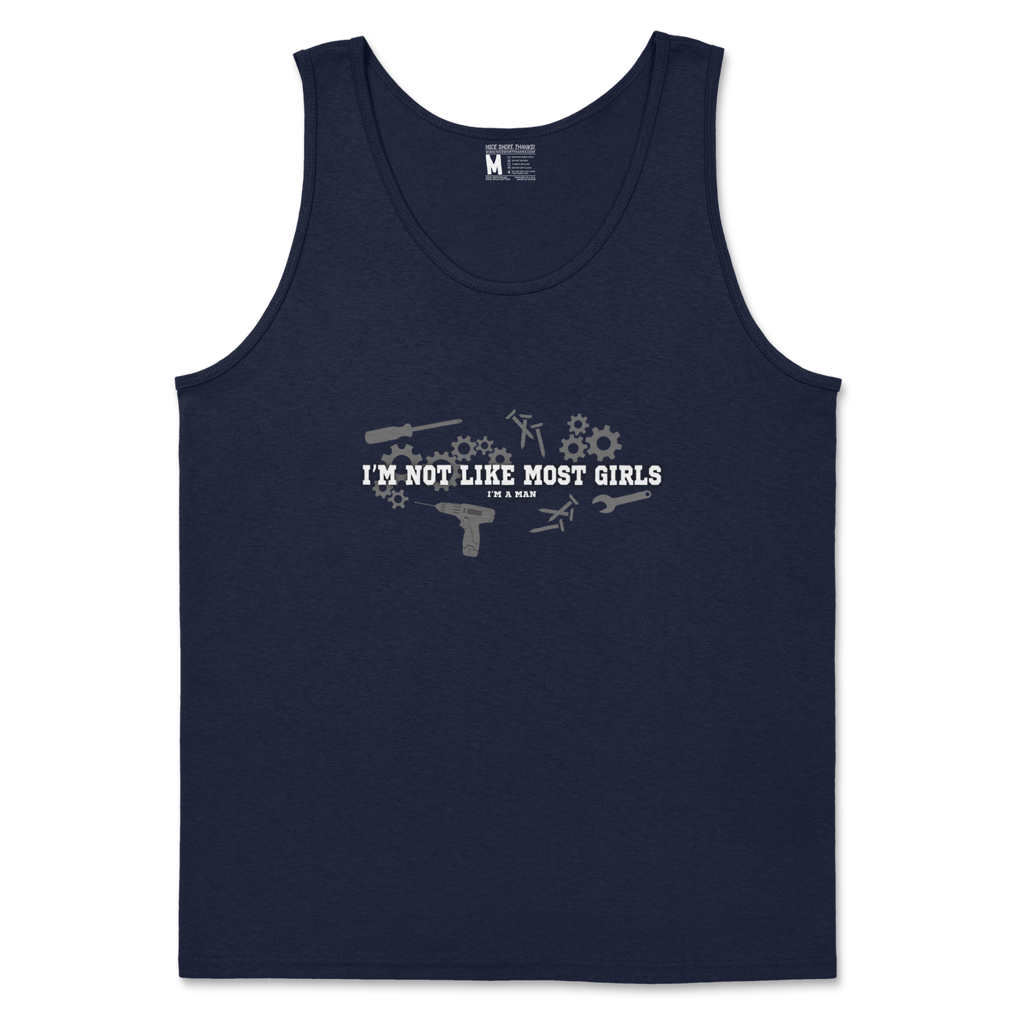 Gildan SoftStyle Tank Top Not Like Most Girls in Navy