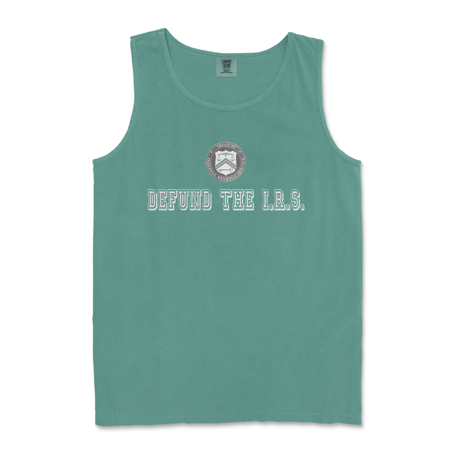 Comfort Colors Tank Top Defund The I.R.S. in LightGreen