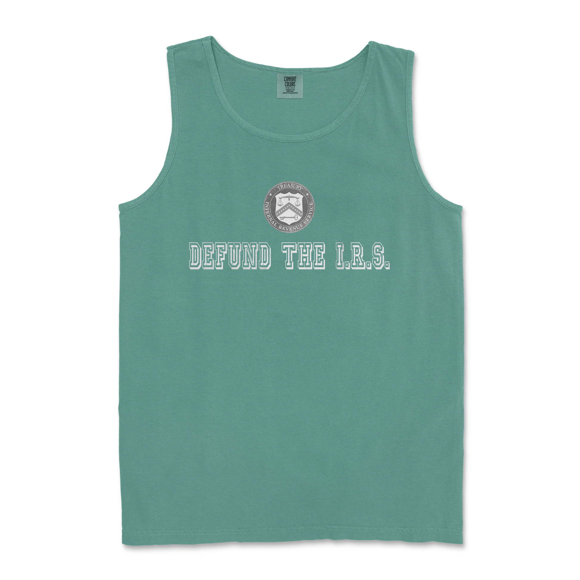 Comfort Colors Tank Top Defund The I.R.S. in LightGreen