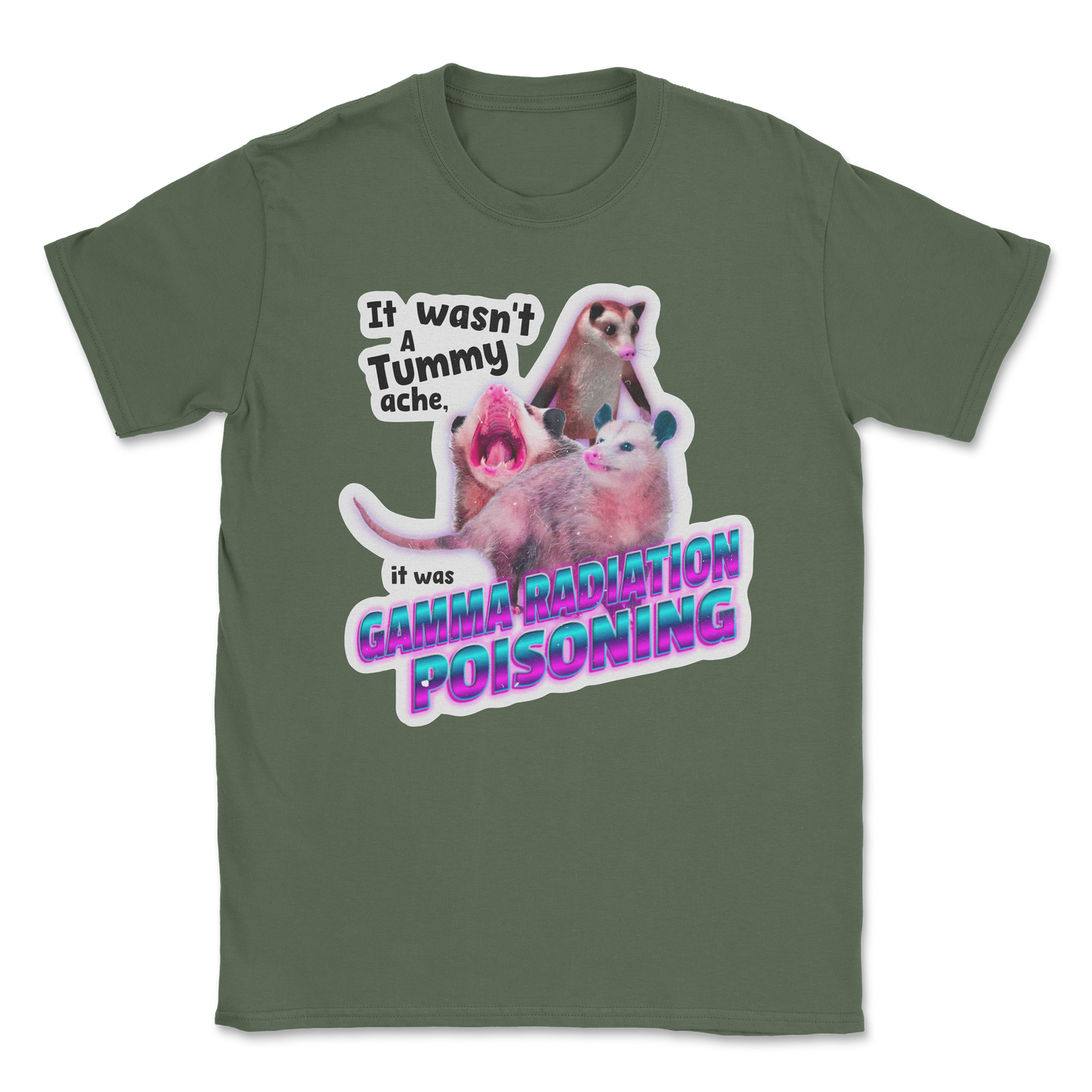 The Nice Shirt T-Shirt Possum Radiation in Military-Green