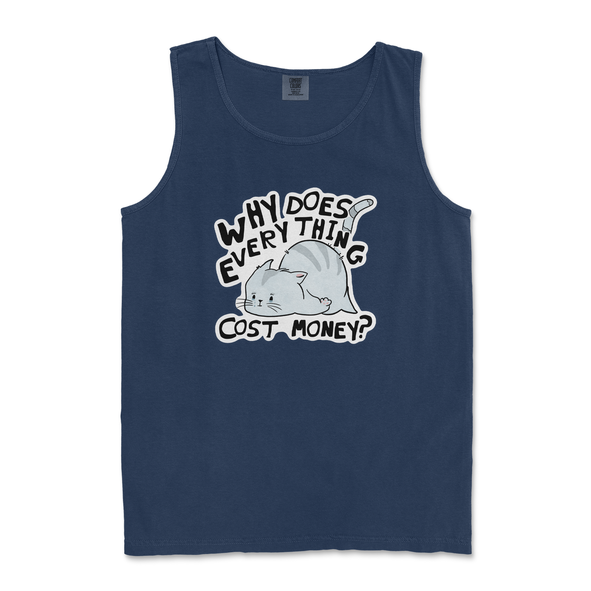 Comfort Colors Tank Top Broke Cat in True Navy