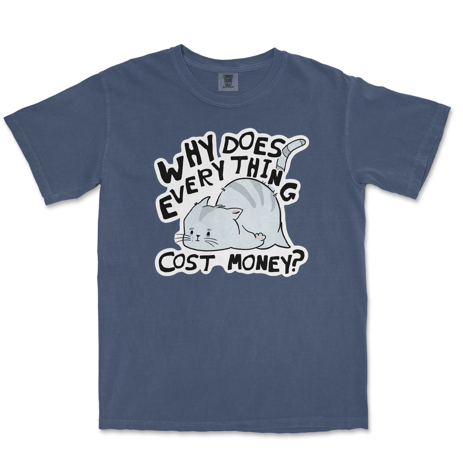 Comfort Colors T-Shirt Broke Cat in Midnight