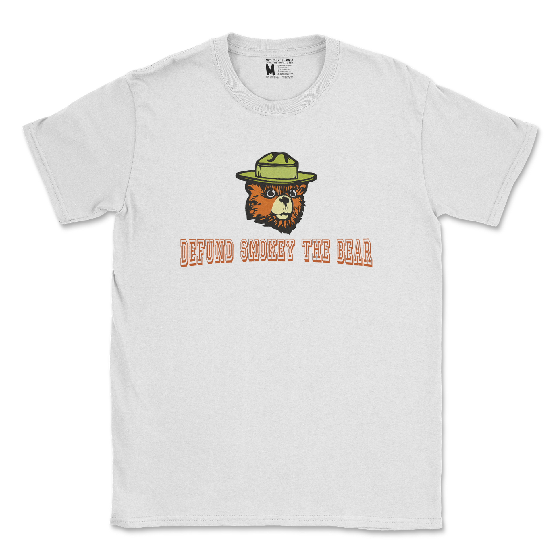 Heavy Blend T-Shirt Defund Smokey Bear in White
