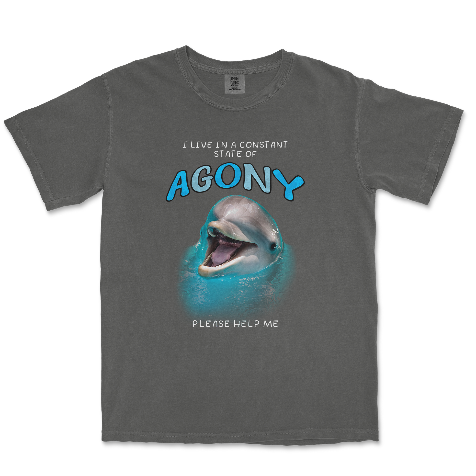 Comfort Colors T-Shirt Agony Dolphin in Pepper