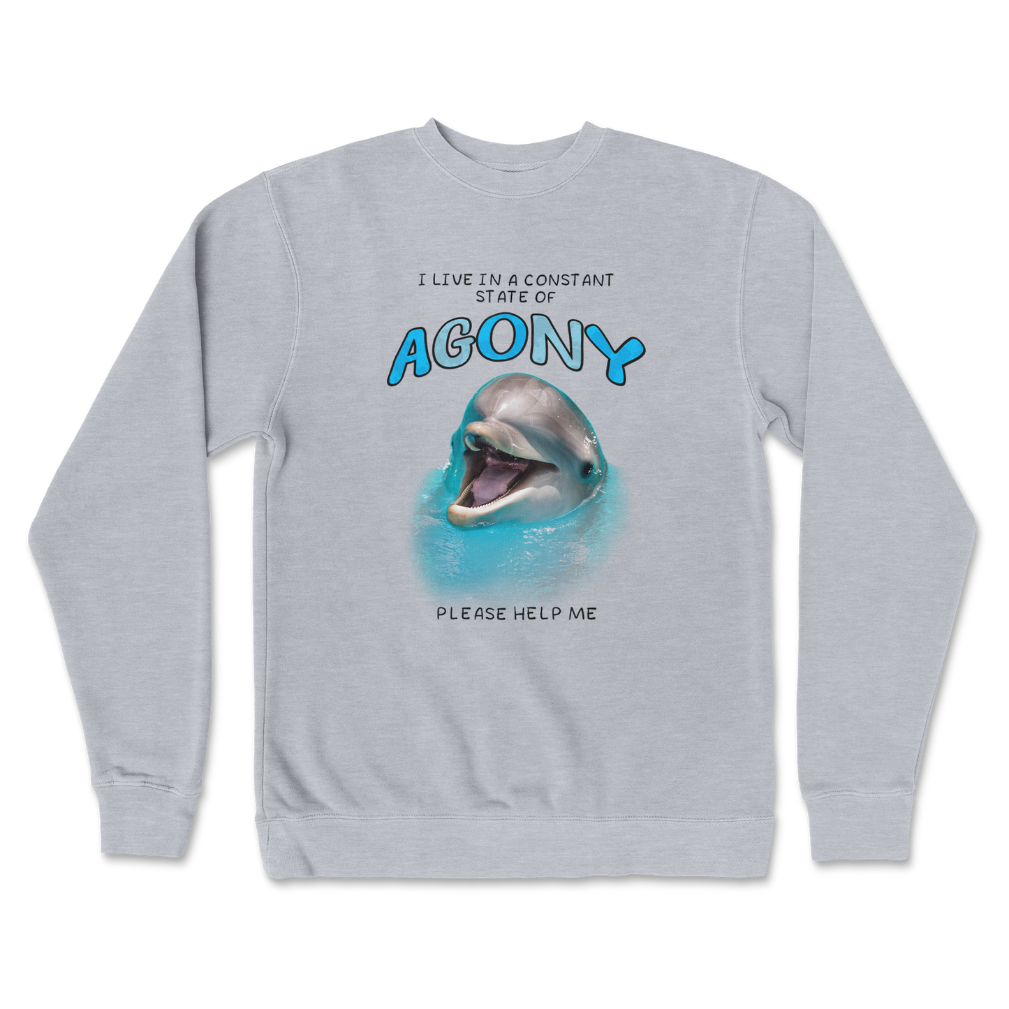 Independent Clothing Co. Crew Neck Agony Dolphin in GreyHeather