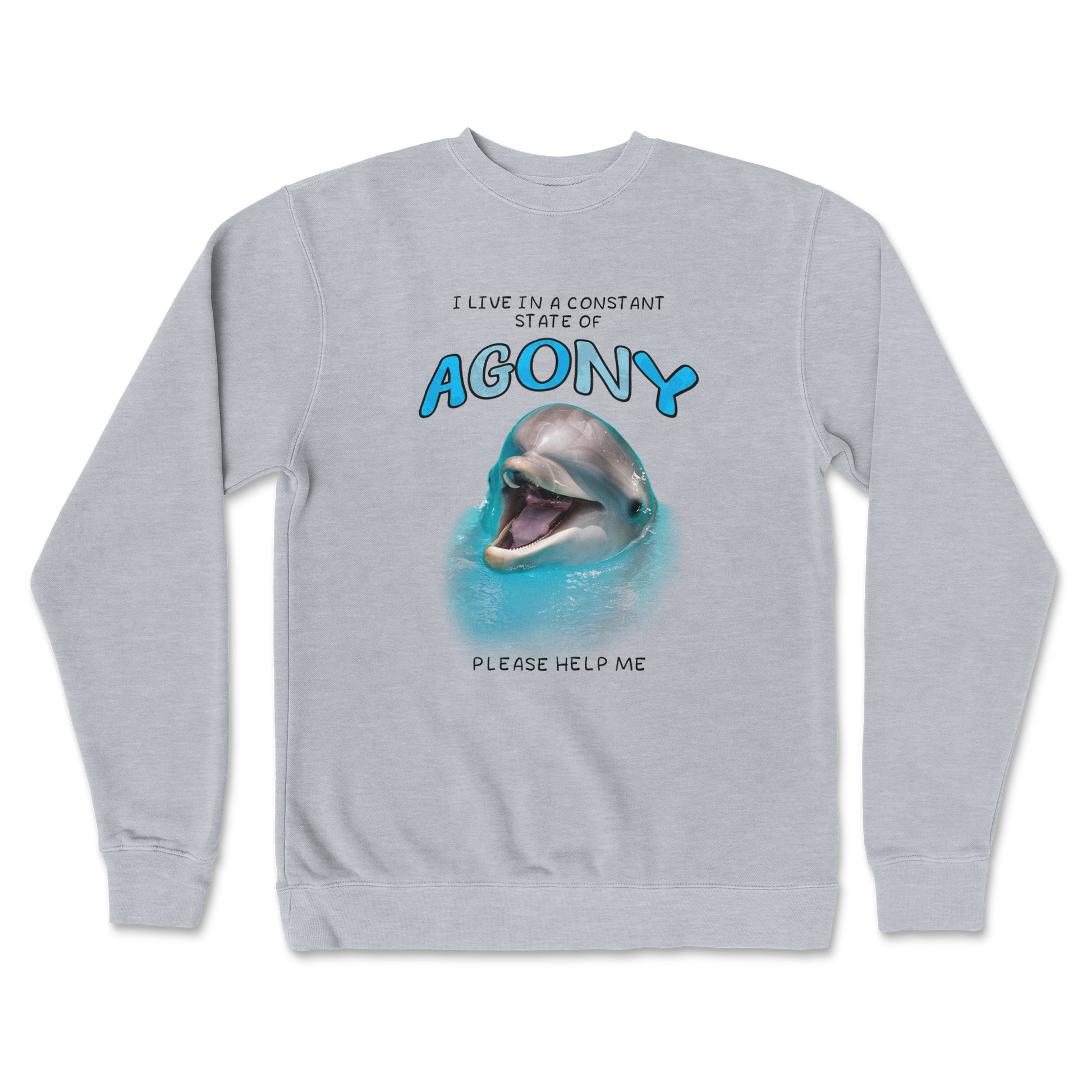 Independent Clothing Co. Crew Neck Agony Dolphin in GreyHeather