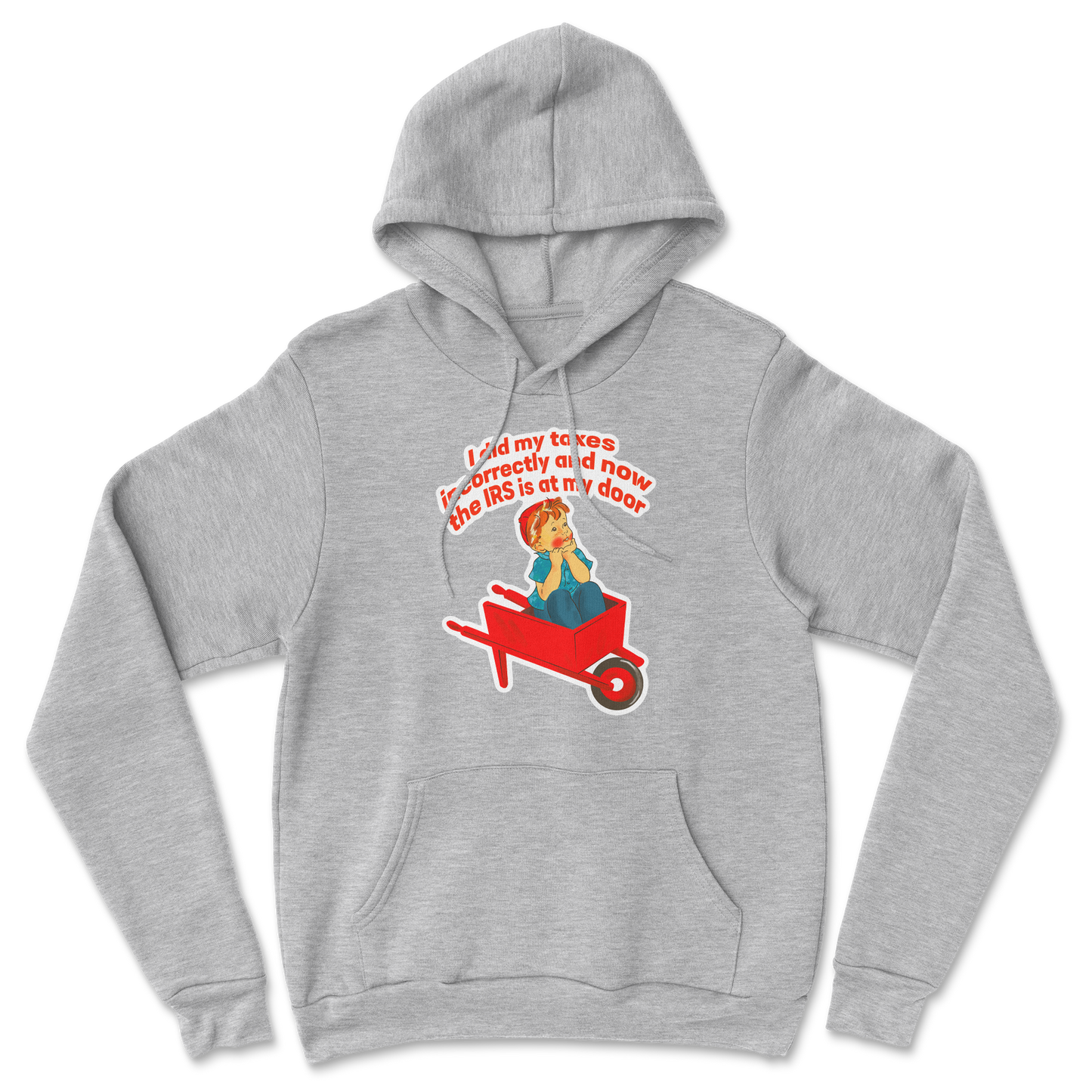 Heavy Blend Hoodie Here Comes the IRS in Grey Heather