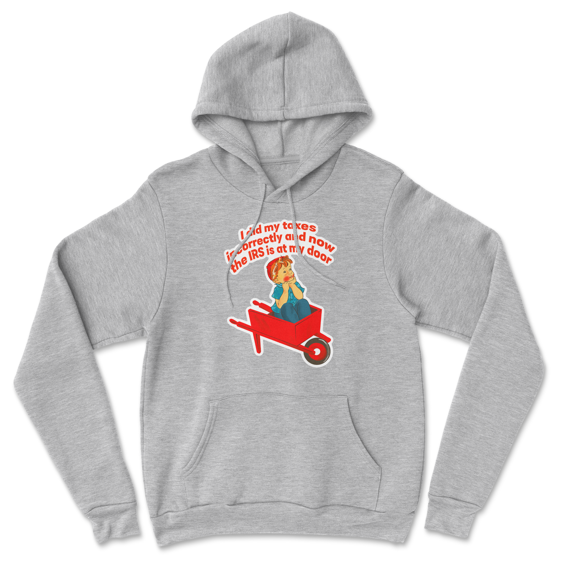 Heavy Blend Hoodie Here Comes the IRS in Grey Heather