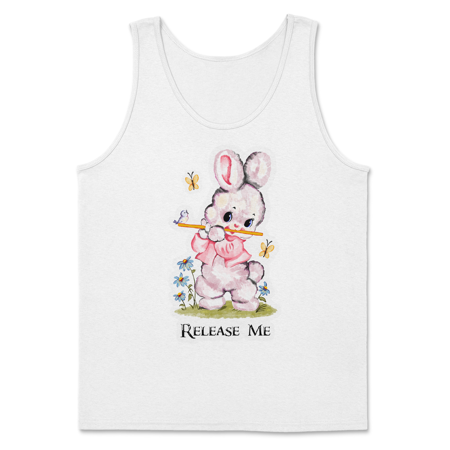 Heavy Blend Tank Top Cute Bunny in White