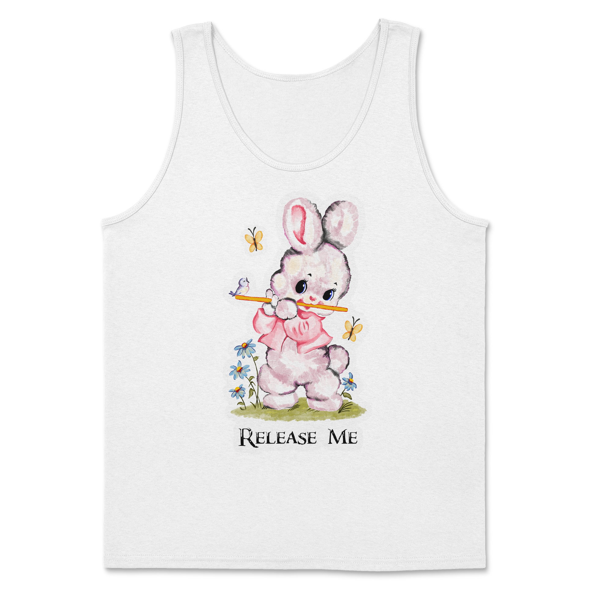Heavy Blend Tank Top Cute Bunny in White