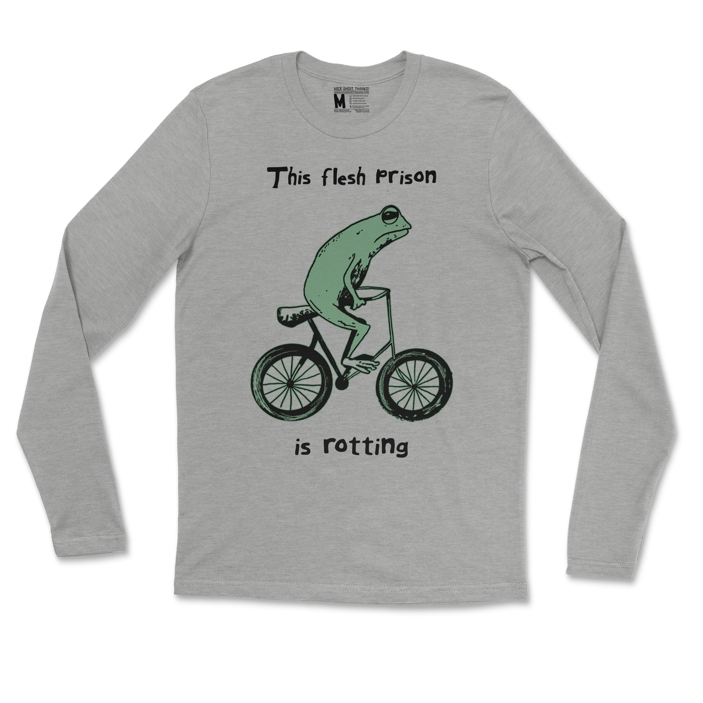 Gildan SoftStyle Long Sleeve Flesh Prison in Heather-Gray