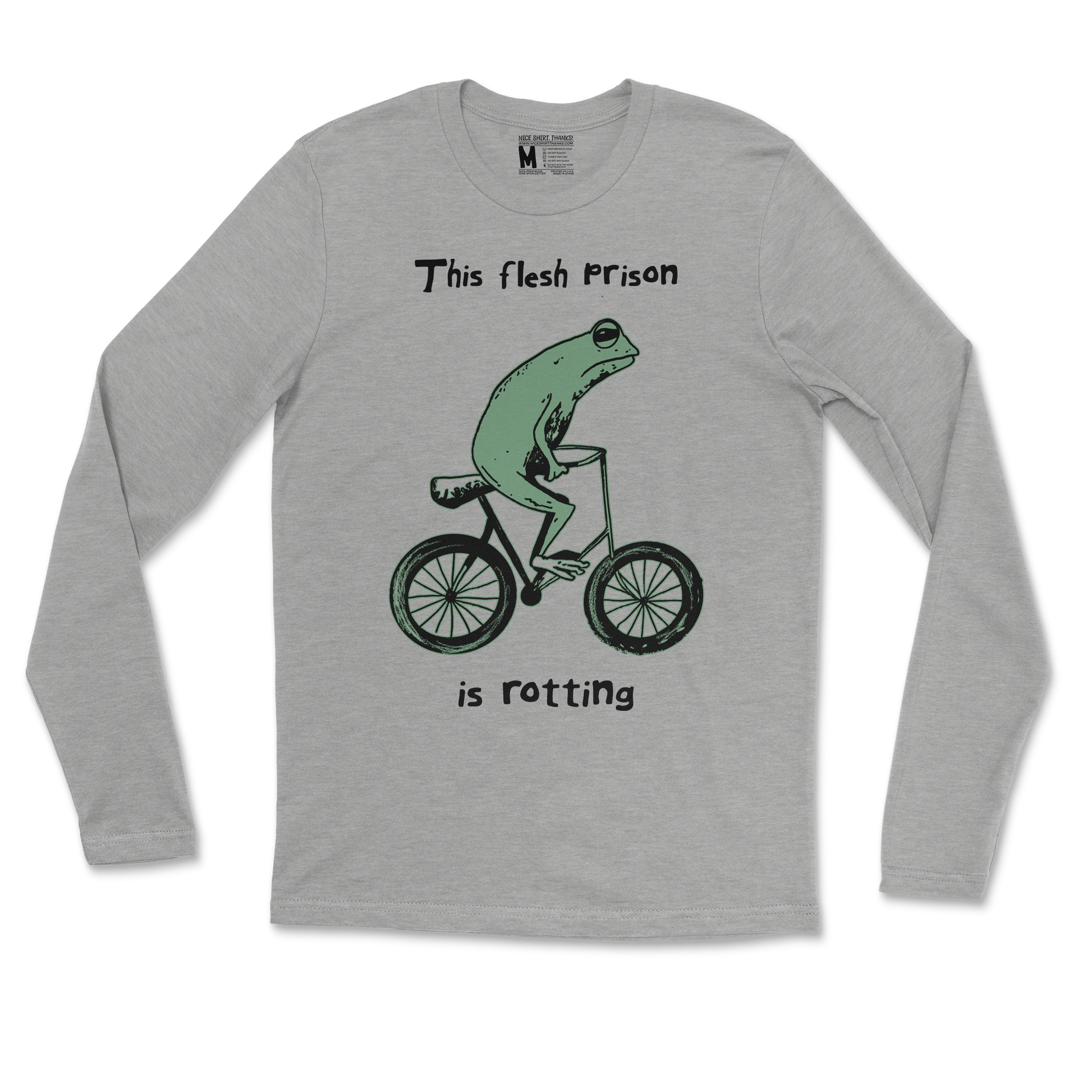 Gildan SoftStyle Long Sleeve Flesh Prison  in Heather-Gray