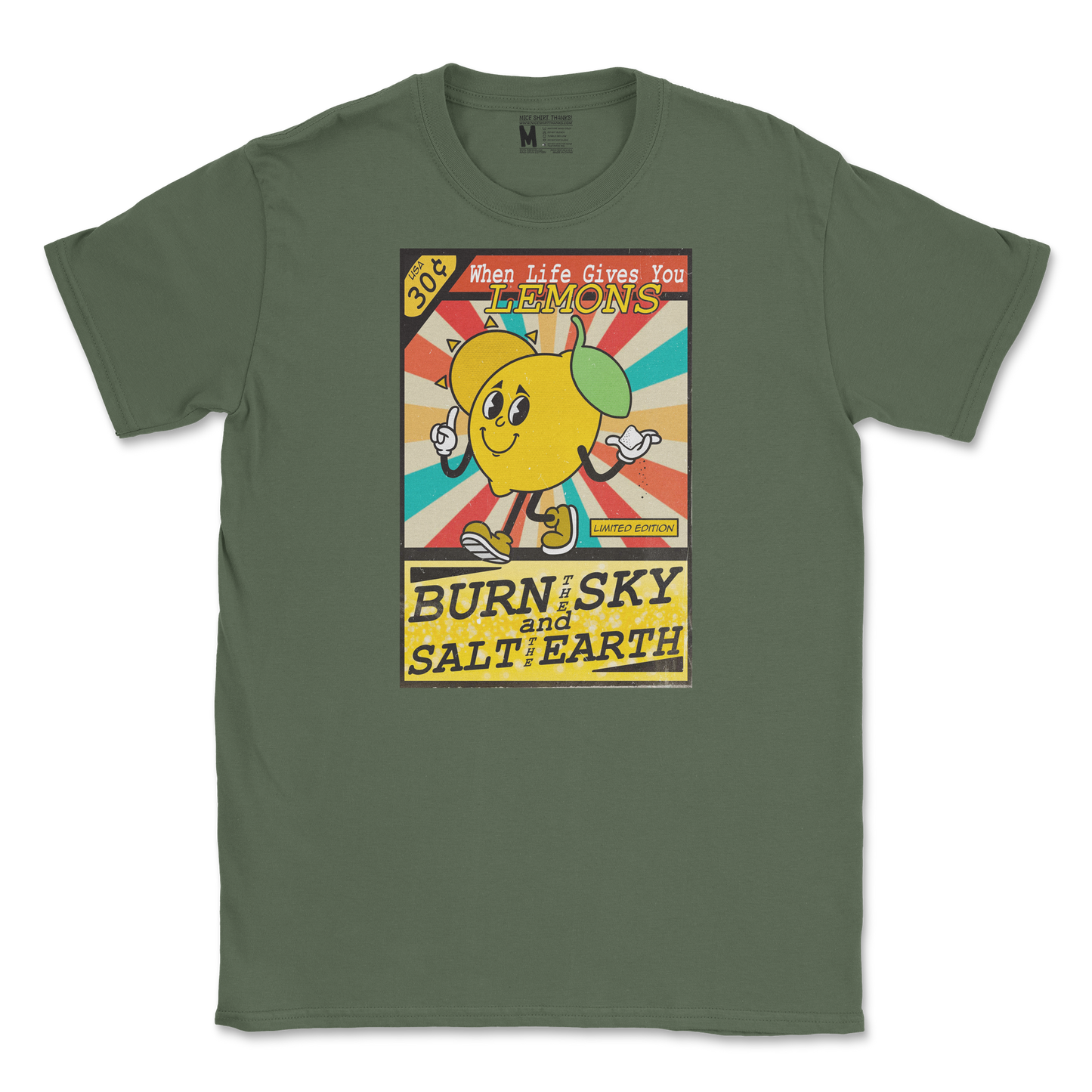 Gildan SoftStyle T-Shirt Life Gives You Lemons in Military-Green