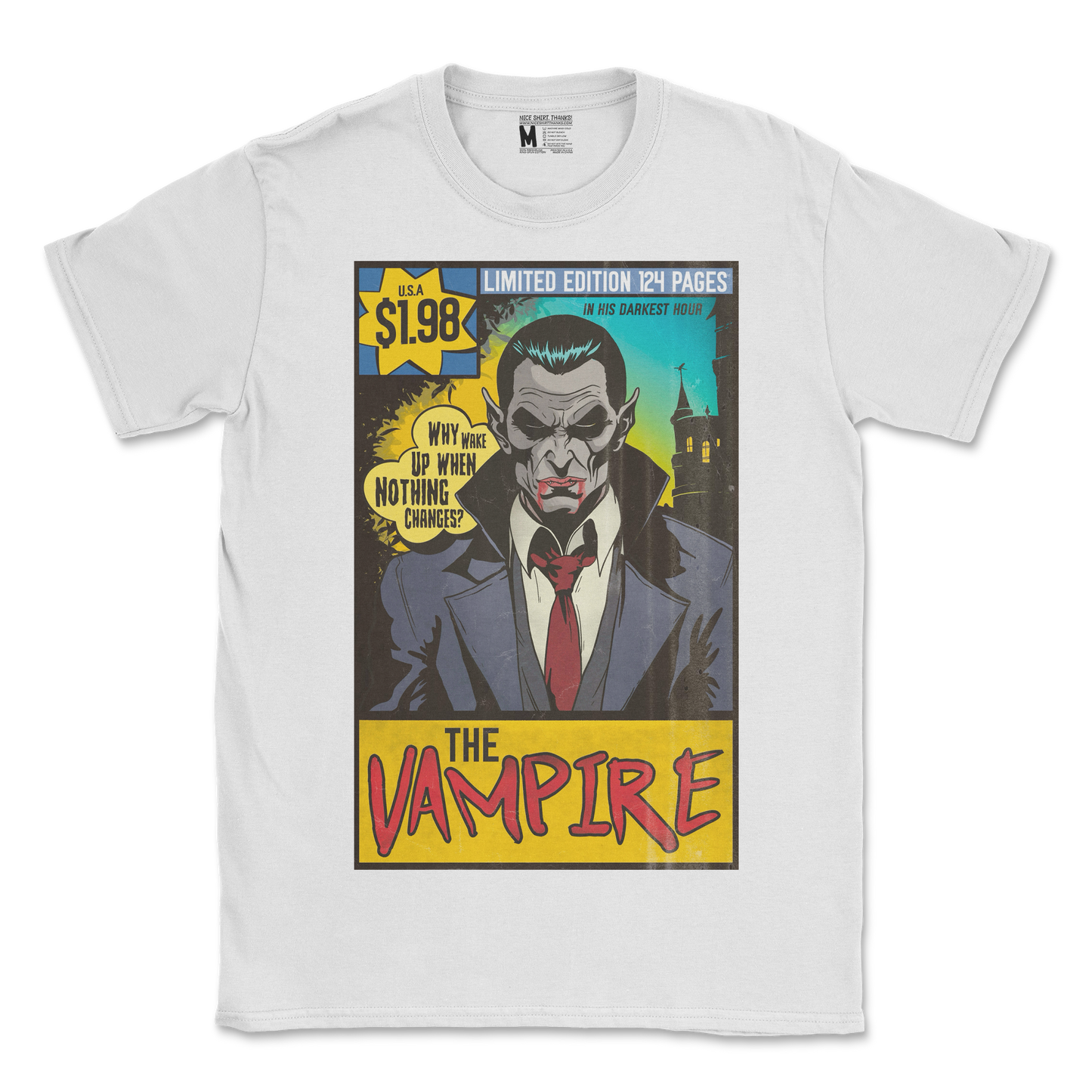 The Nice Shirt T-Shirt Sad Vampire in White