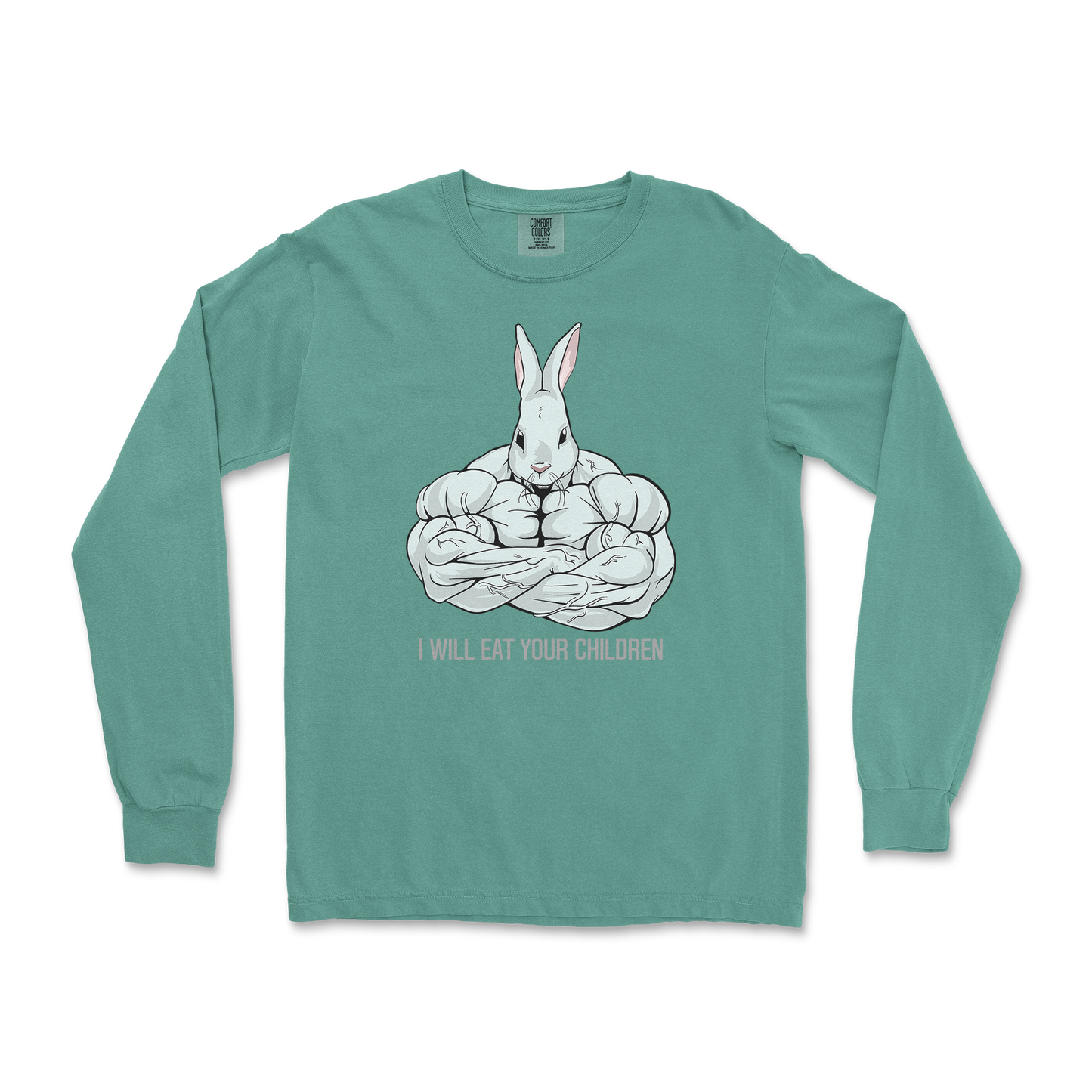 Comfort Colors Long Sleeve Scary Rabbit in LightGreen