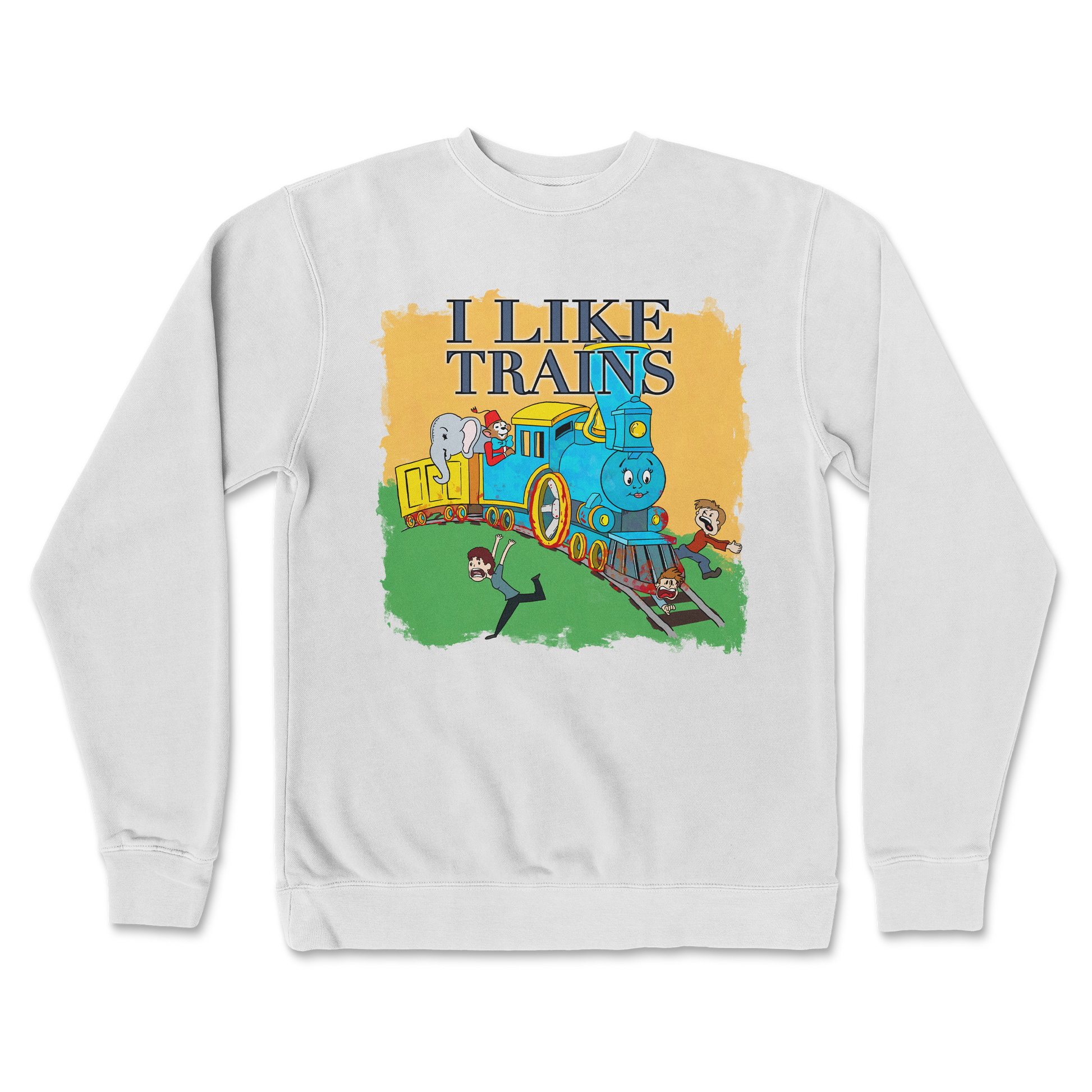 Independent Clothing Co. Crew Neck I Like Trains in White