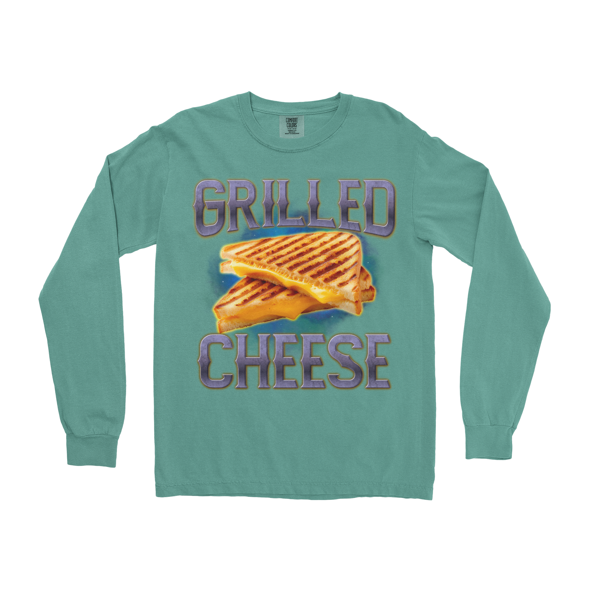 Comfort Colors Long Sleeve Grilled Cheese  in Light-Green