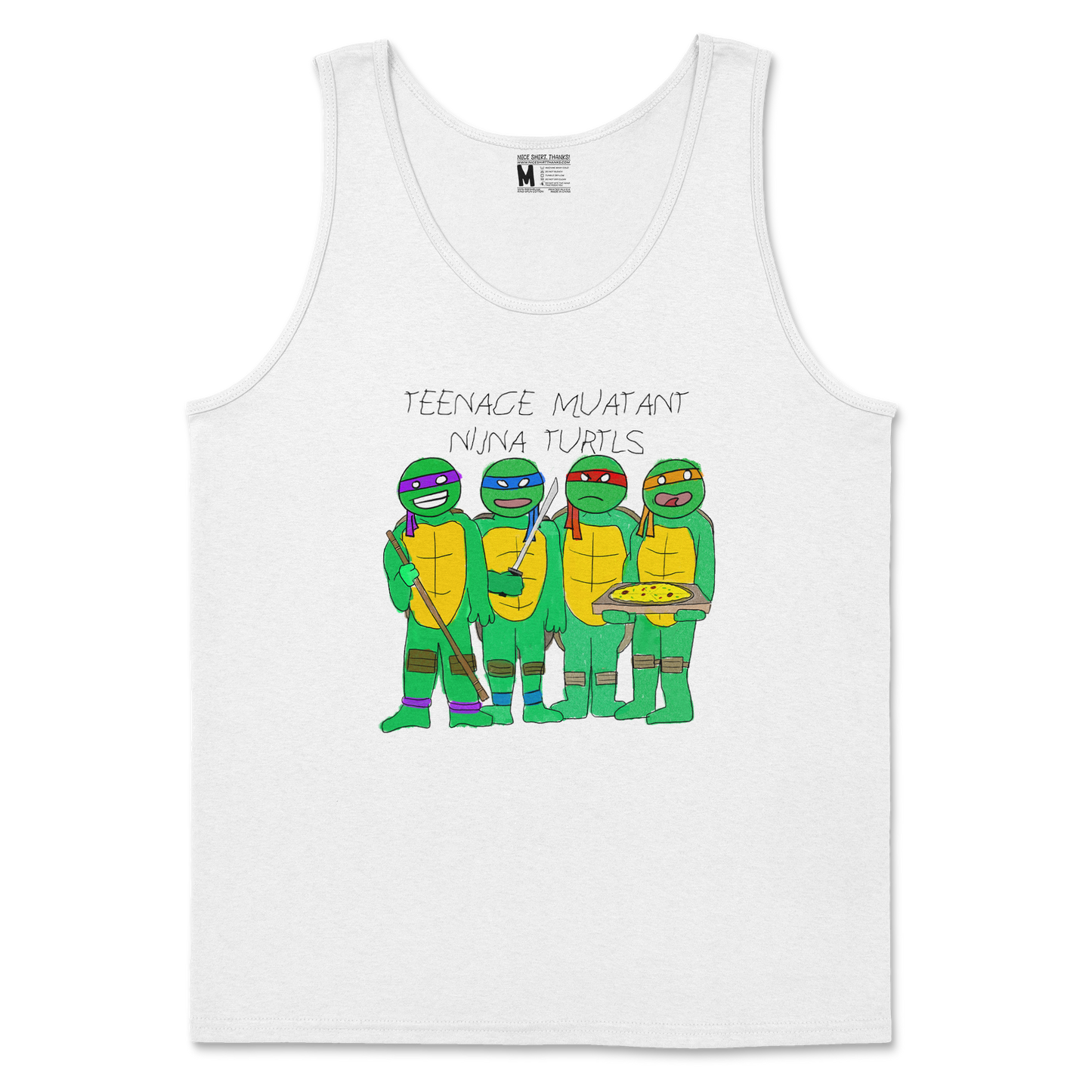 Gildan SoftStyle Tank Top Ninja Turtles in White