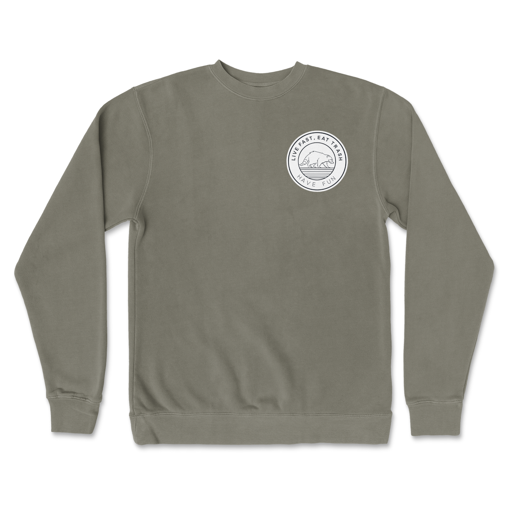 Independent Clothing Co. Crew Neck Raccoon Logo  in Army