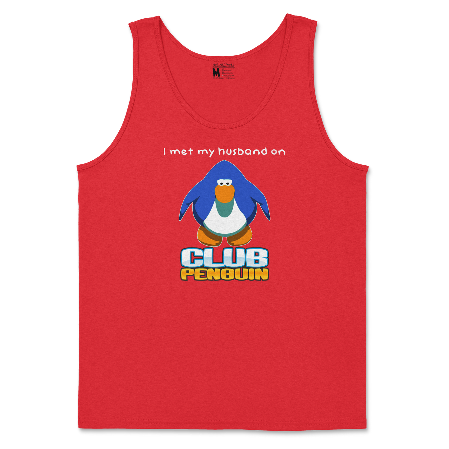 Gildan SoftStyle Tank Top Club Penguin Husband  in Red
