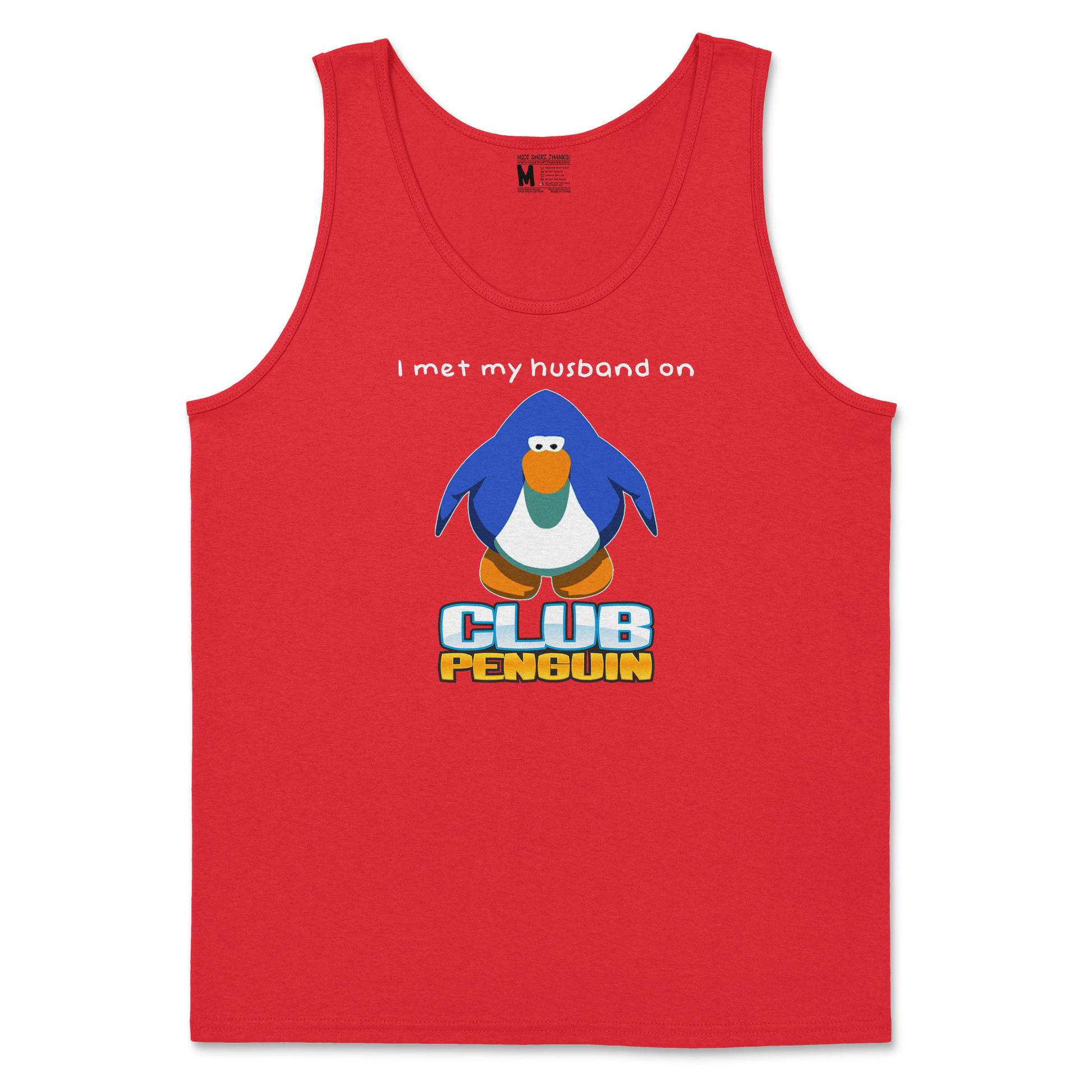 Gildan SoftStyle Tank Top Club Penguin Husband  in Red