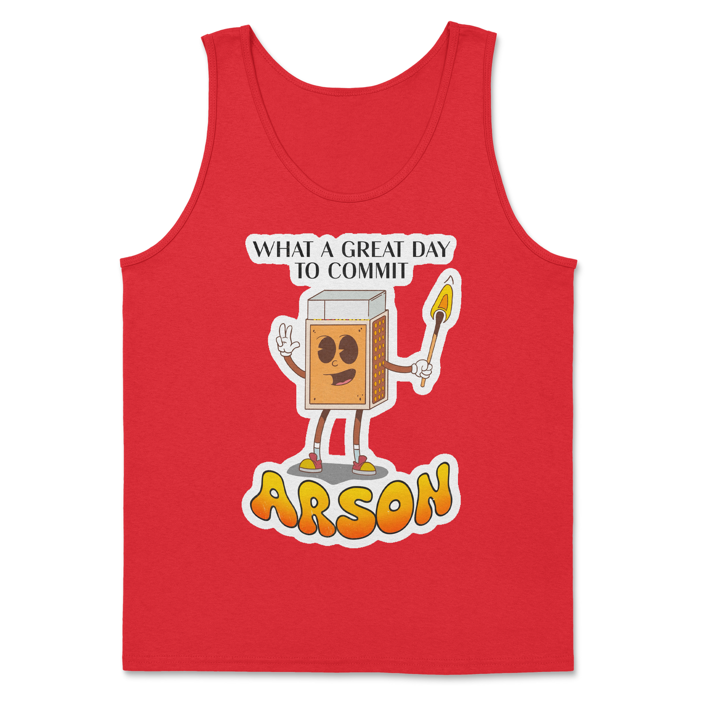 Heavy Blend Tank Top Commit Arson in Red
