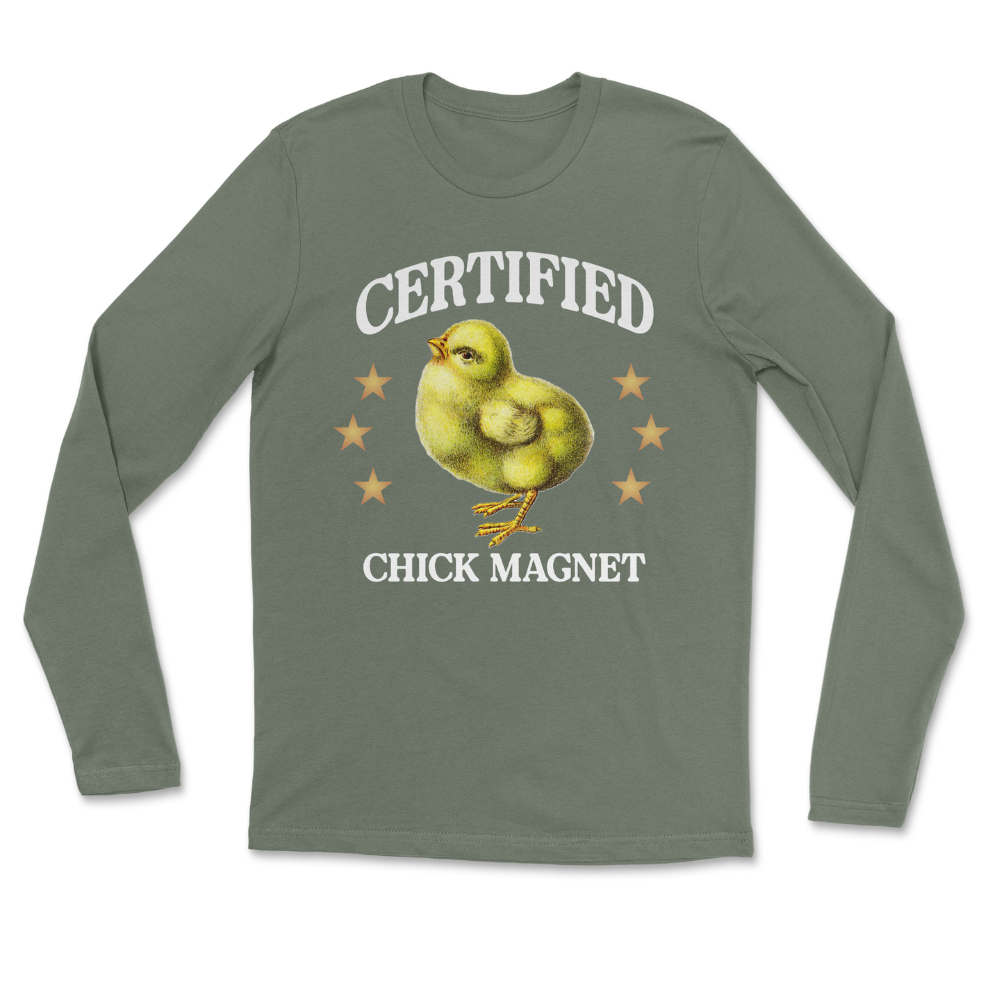 Heavy Blend Long Sleeve Chick Magnet in Military Green