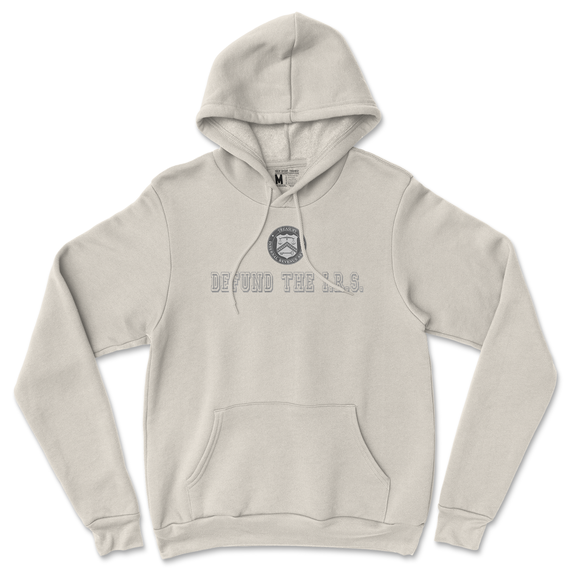 Gildan SoftStyle Hoodie Defund The I.R.S. in Sand