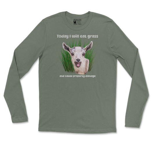 Gildan SoftStyle Long Sleeve Crazy Goat  in Military-Green