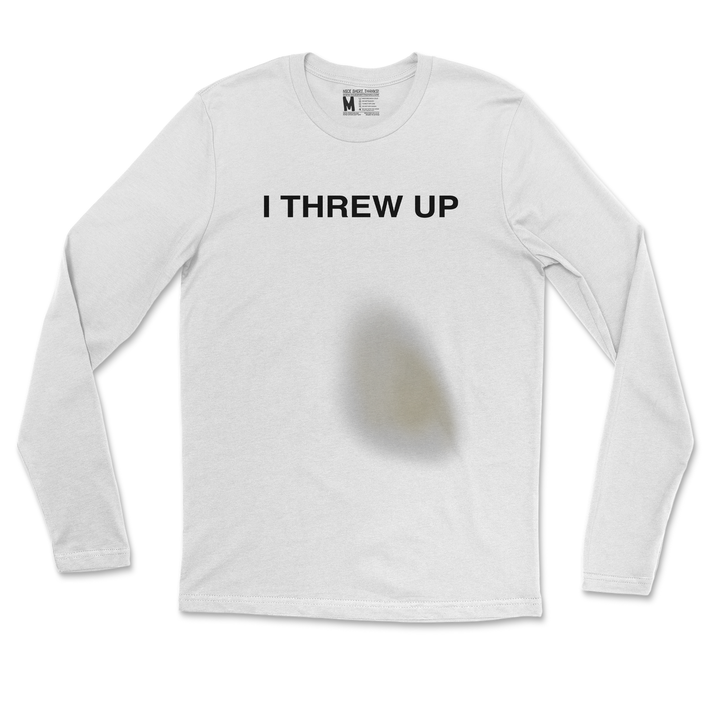Gildan SoftStyle Long Sleeve Mom I Threw Up in White