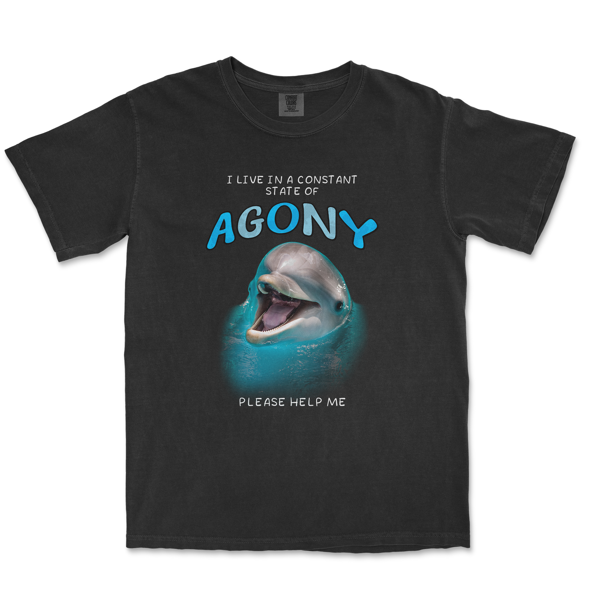 Comfort Colors T-Shirt Agony Dolphin in Black