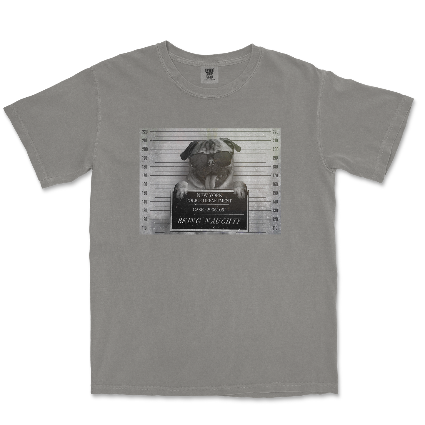 Comfort Colors T-Shirt Naughty Pug in Grey