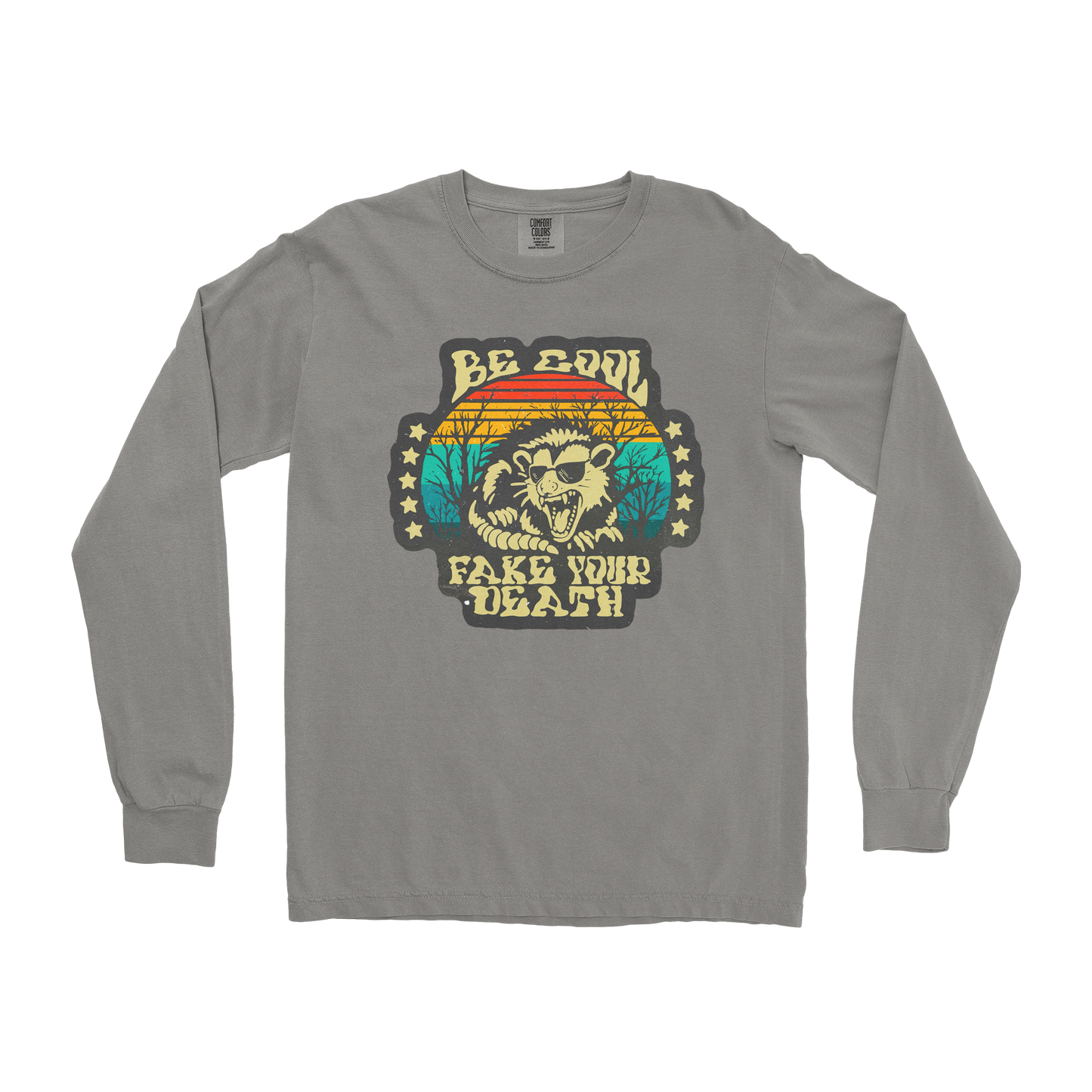 Comfort Colors Long Sleeve Fake Your Death in Grey