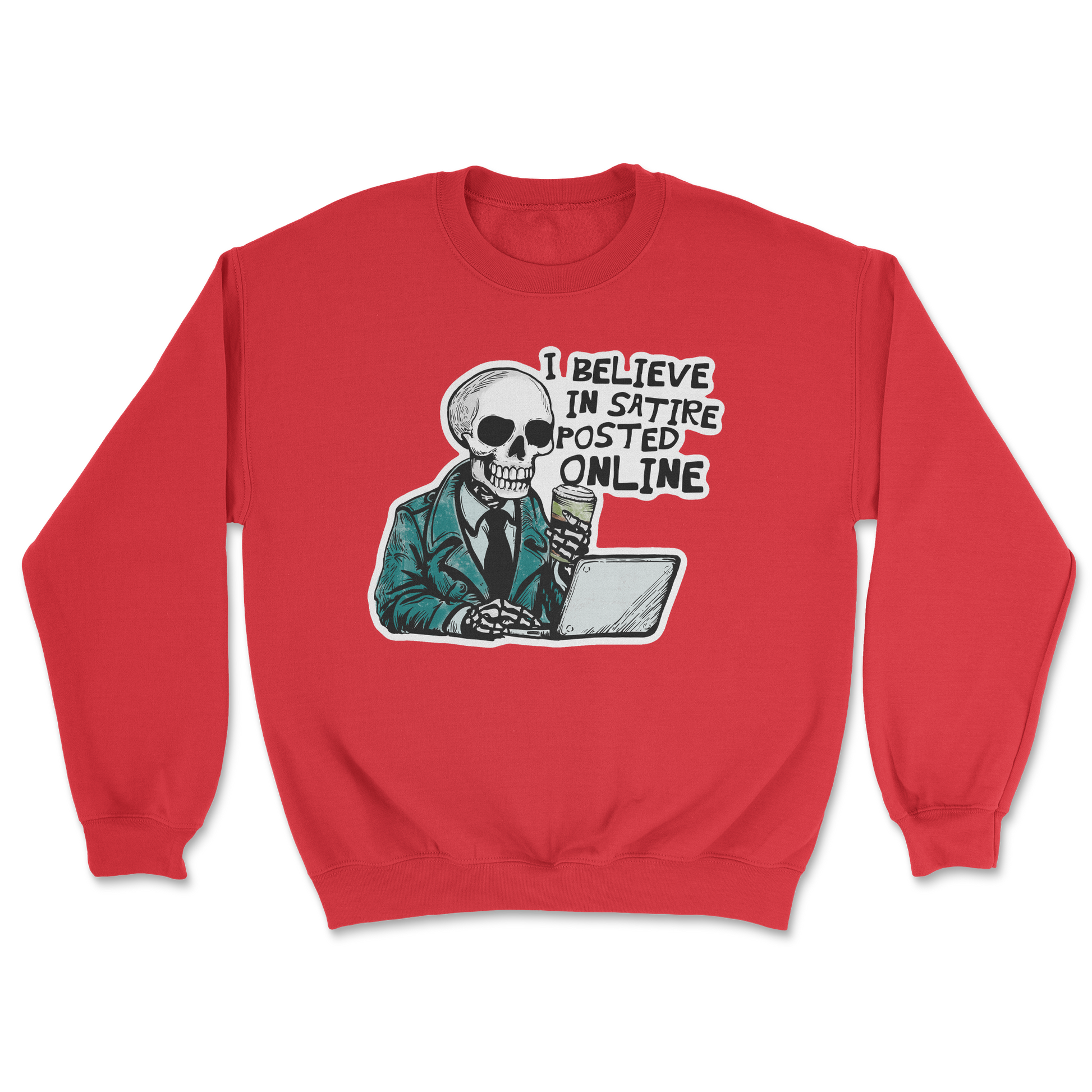 Heavy Blend Crew Neck Believe in Satire in Red