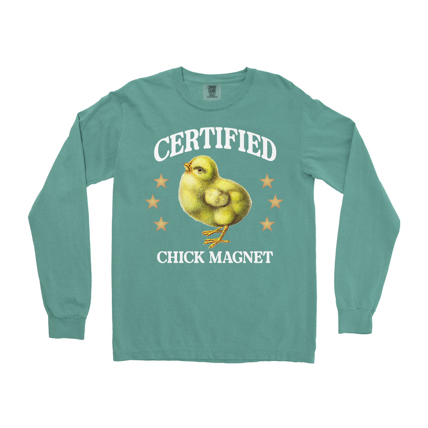 Comfort Colors Long Sleeve Chick Magnet in Light Green