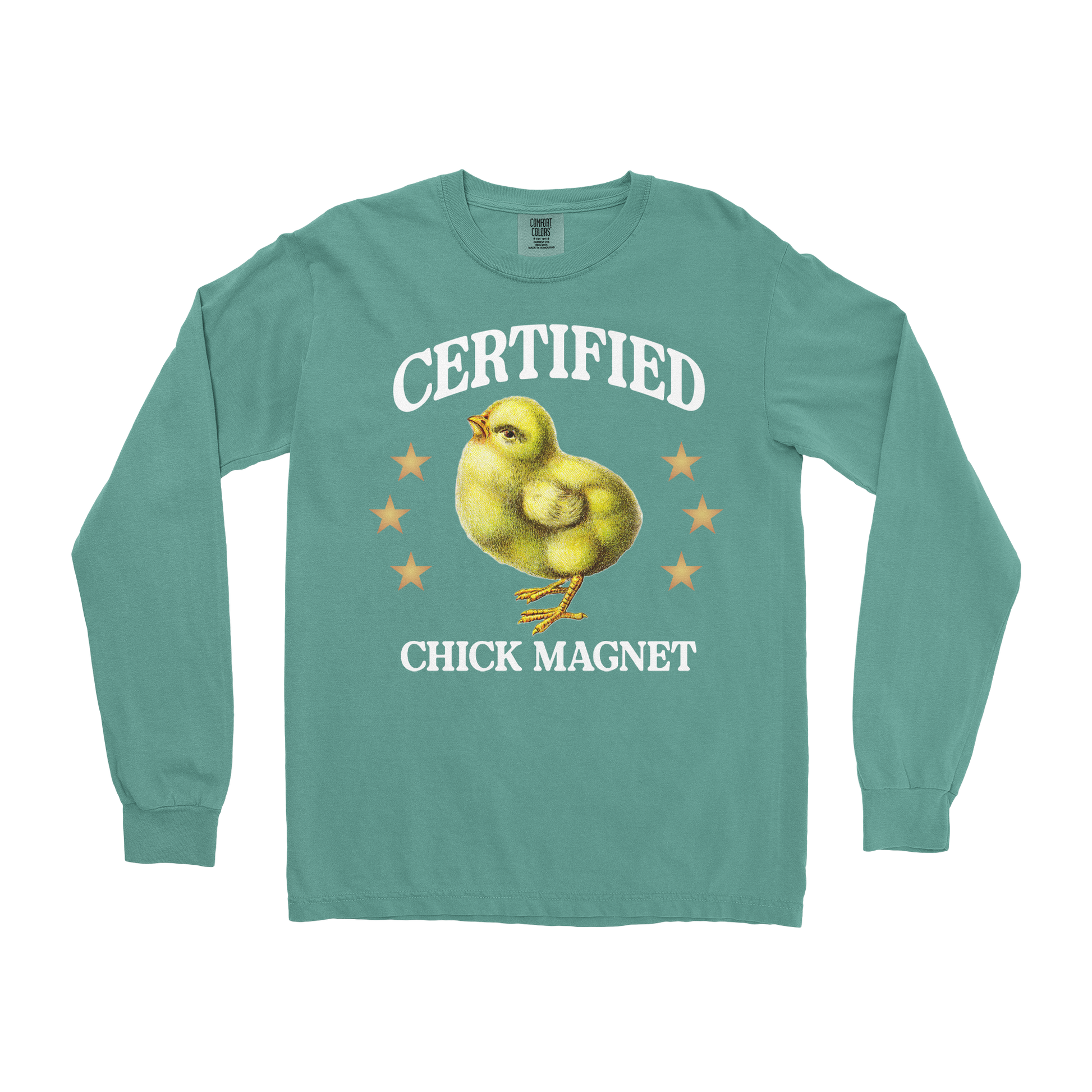 Comfort Colors Long Sleeve Chick Magnet in Light Green