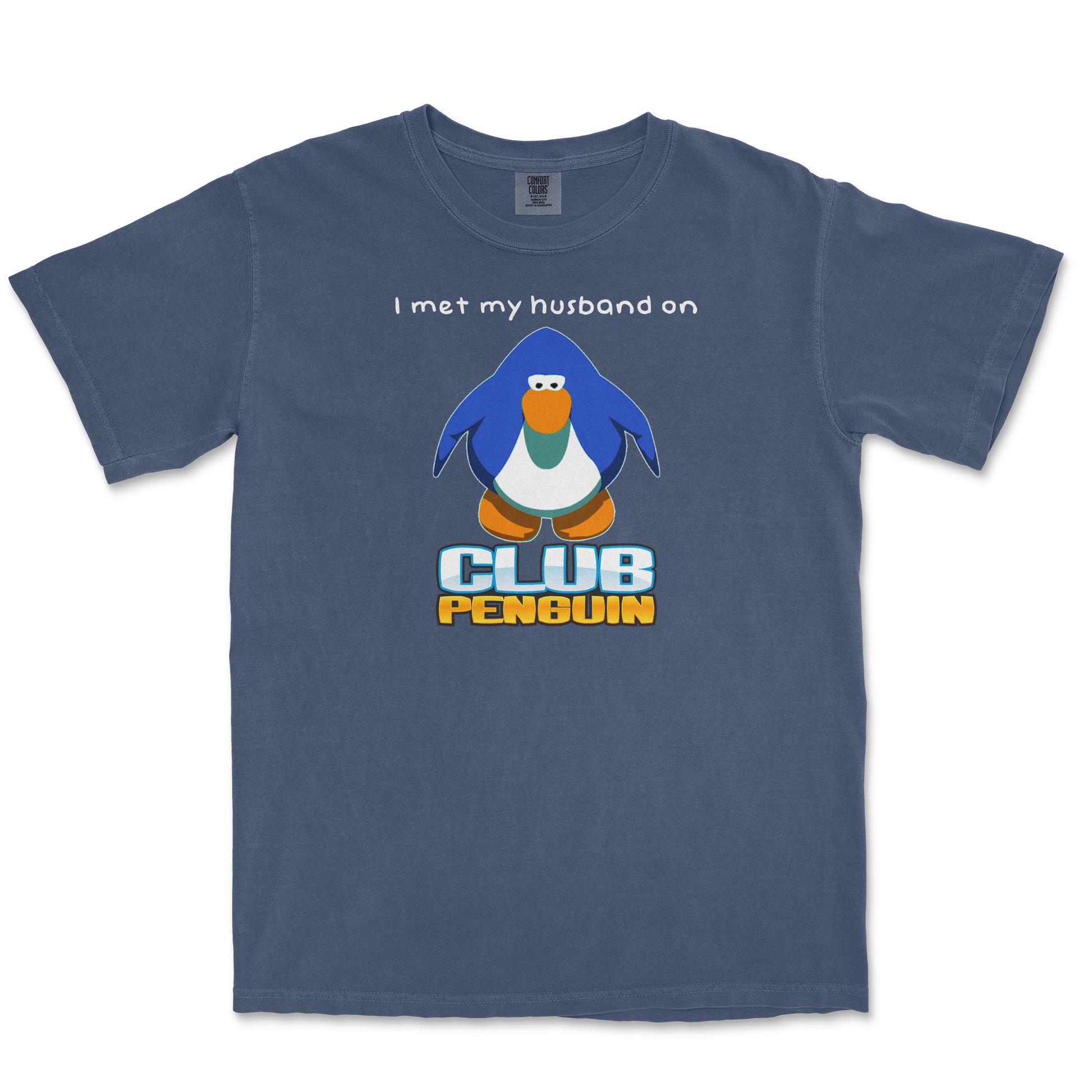Comfort Colors T-Shirt Club Penguin Husband  in Midnight