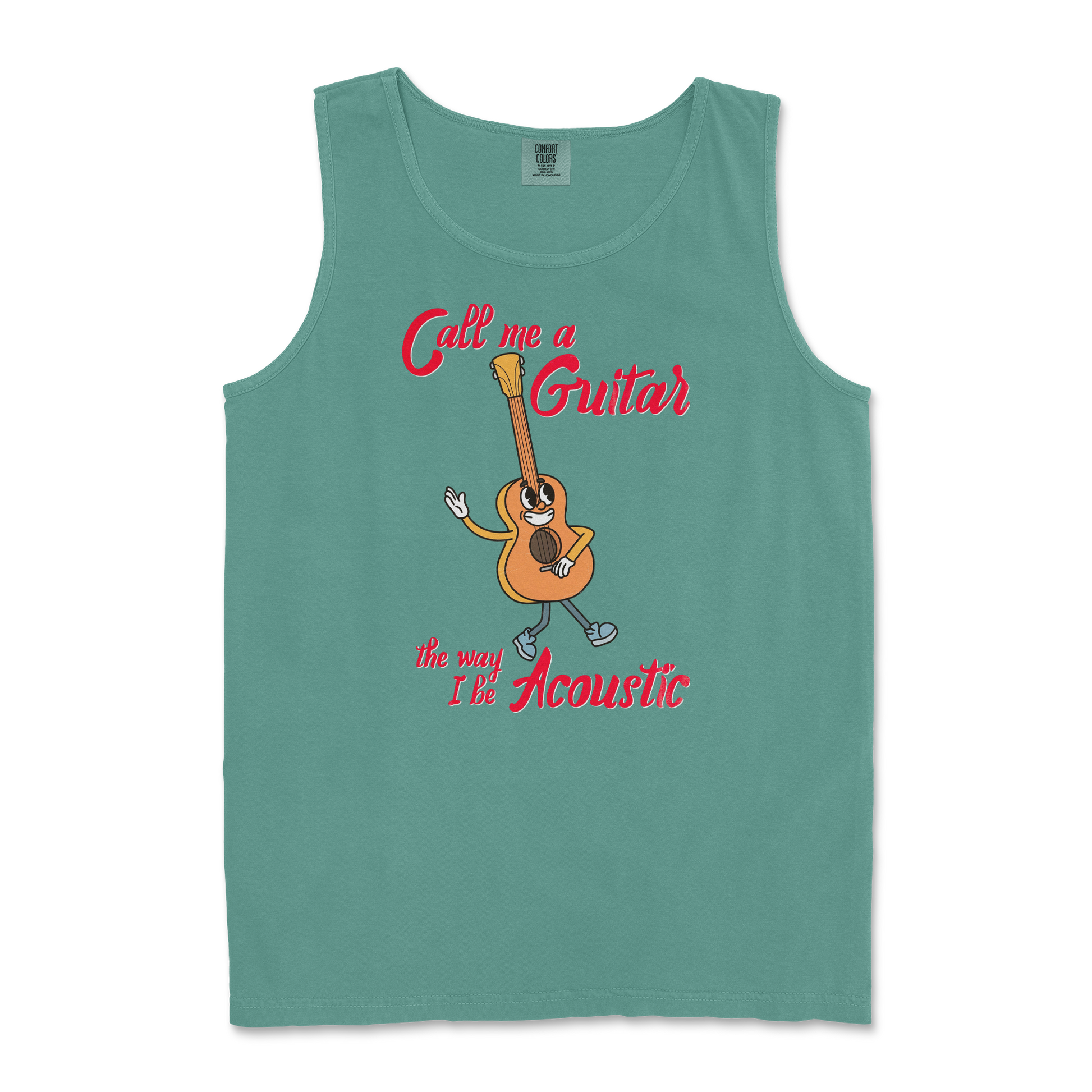 Comfort Colors Tank Top I Do Be Acoustic  in Light-Green