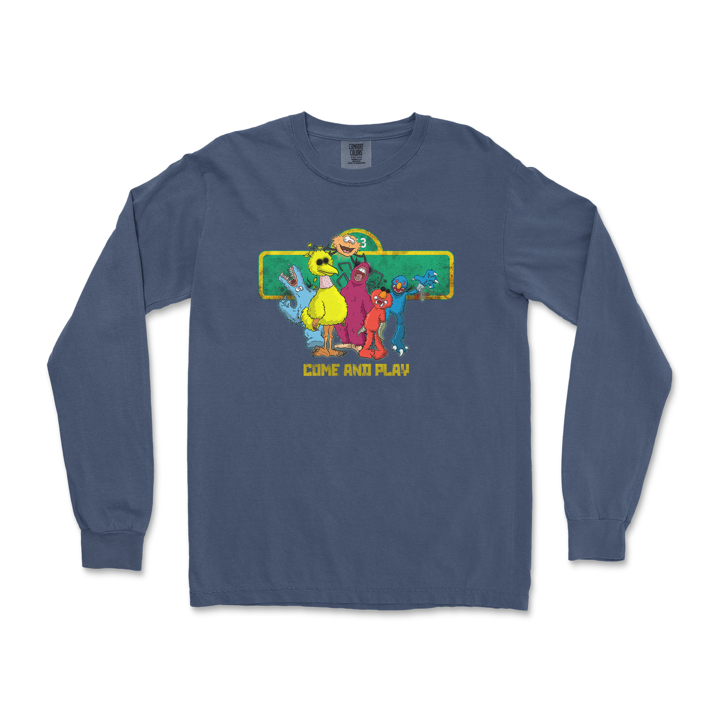 Comfort Colors Long Sleeve Cursed Sesame Street in Midnight